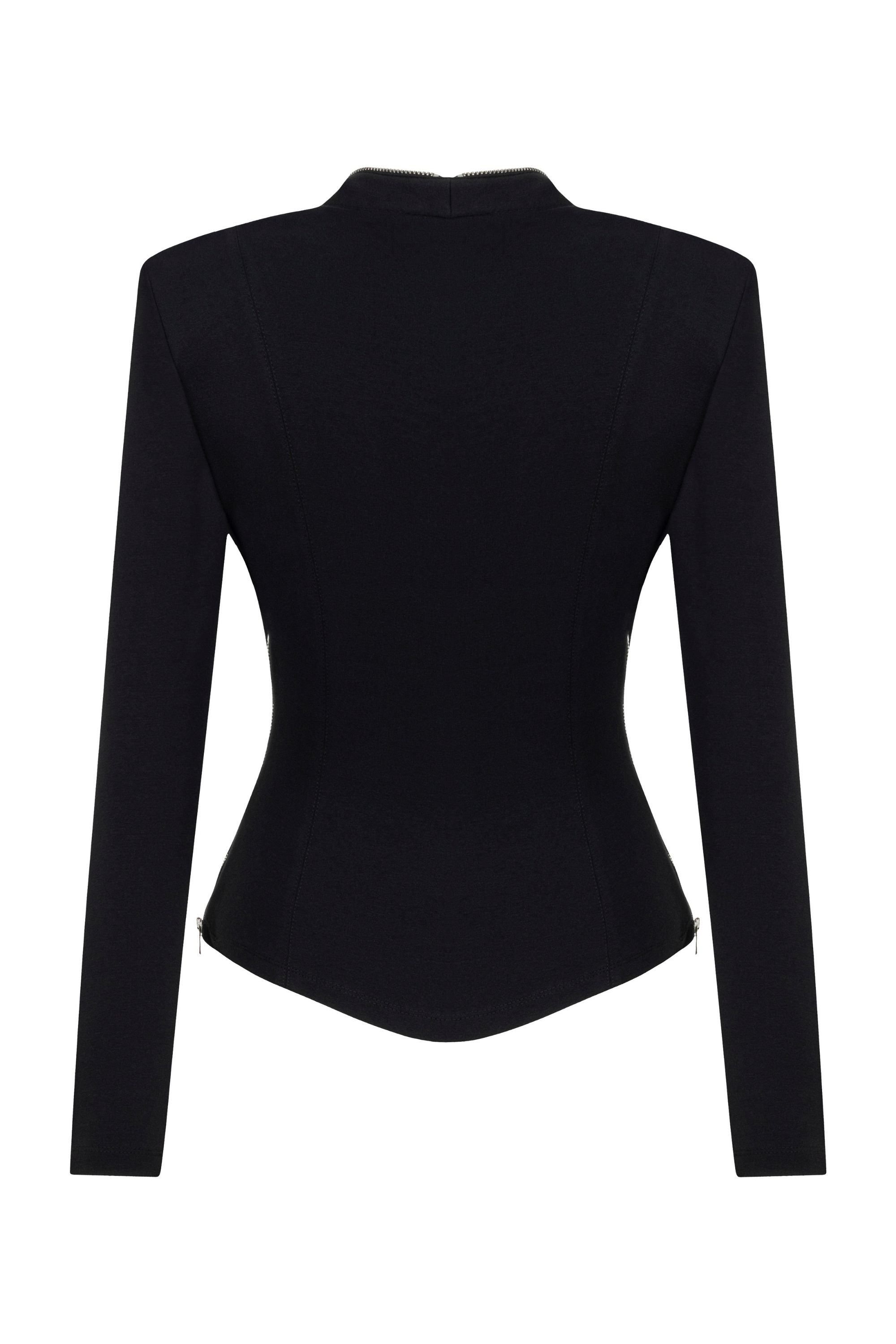 Black Zipper Detailed Blouse