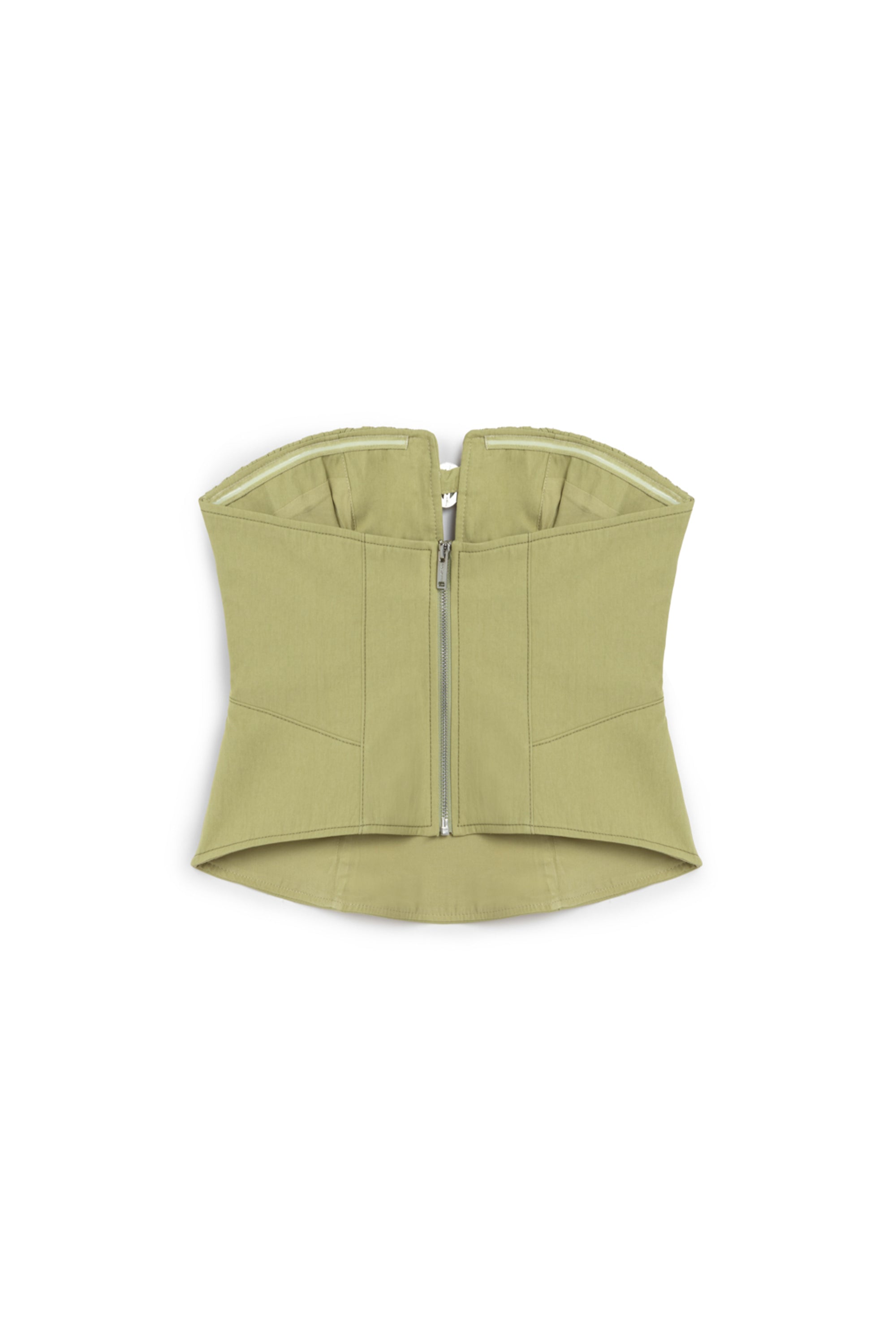 Almond-Accented Strapless Crop Top