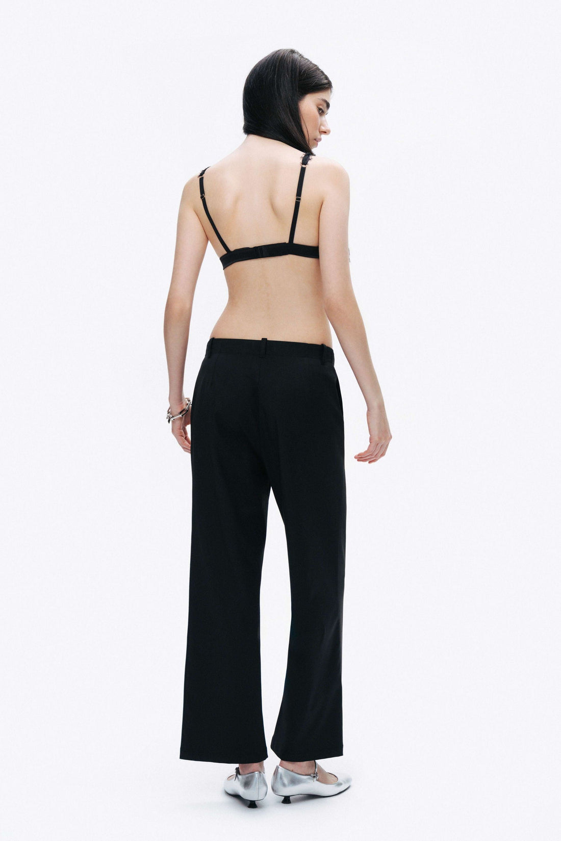 Black Tailored Mid-Rise Trousers