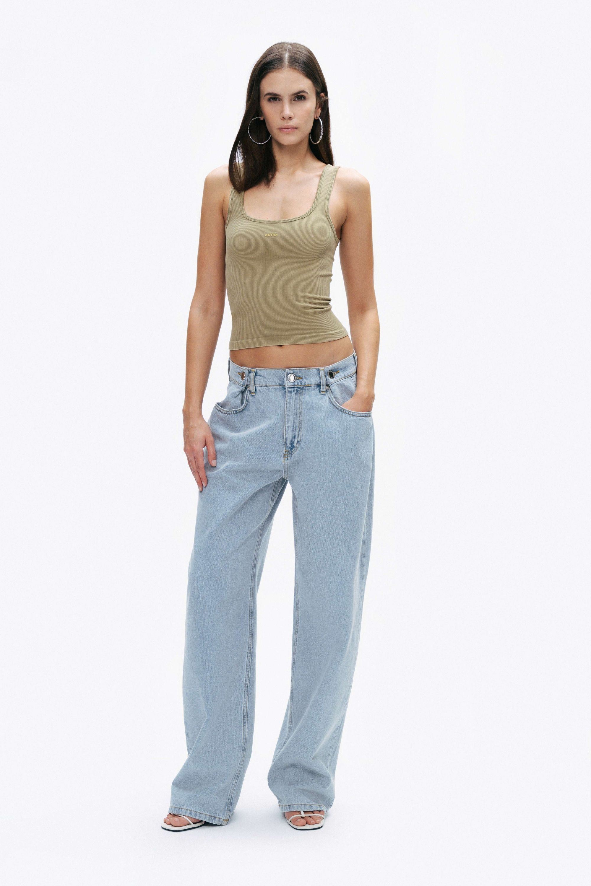 Khaki Printed Detail Crop Top