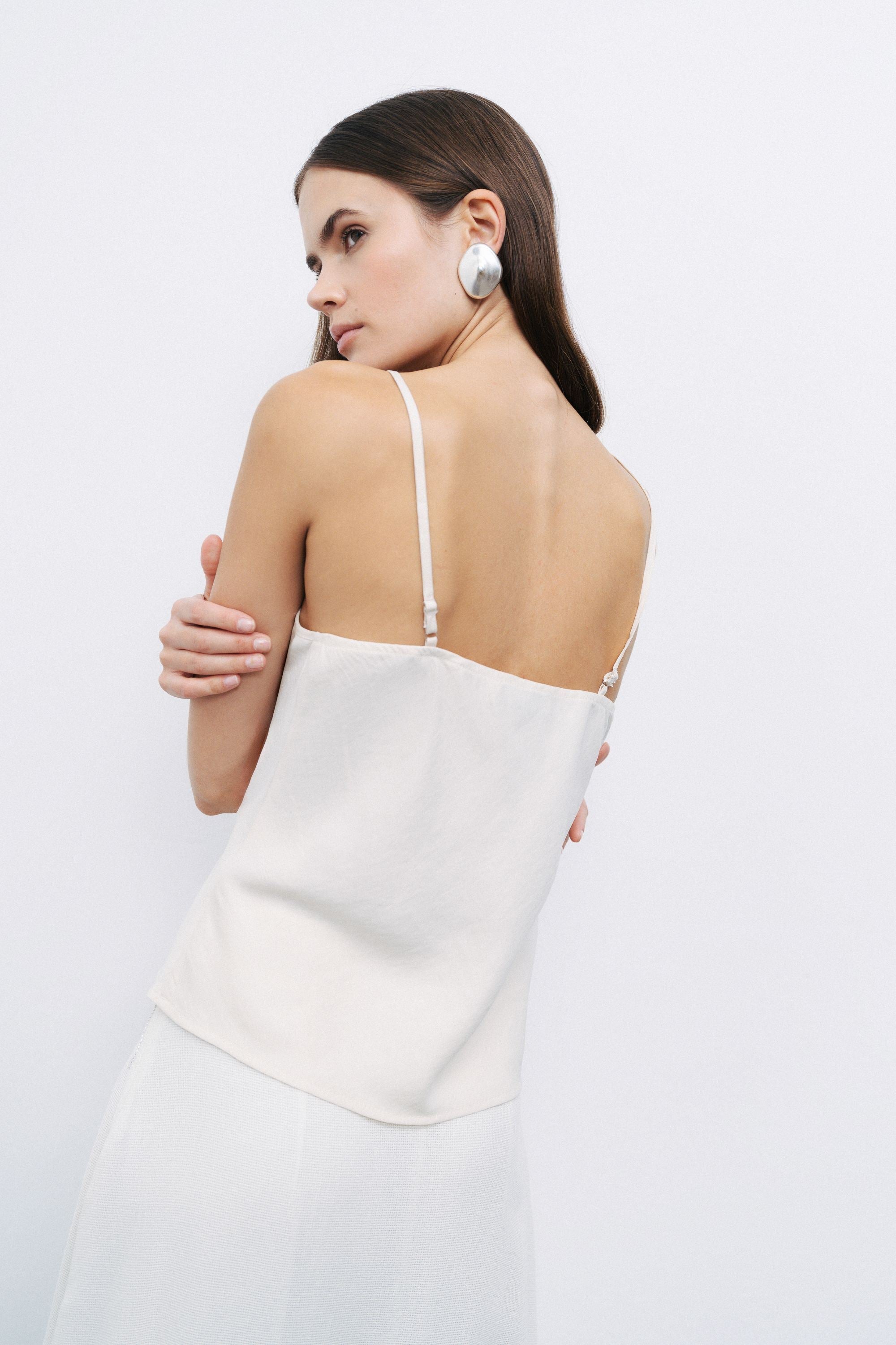 Ecru Rope Strap Woven Blouse