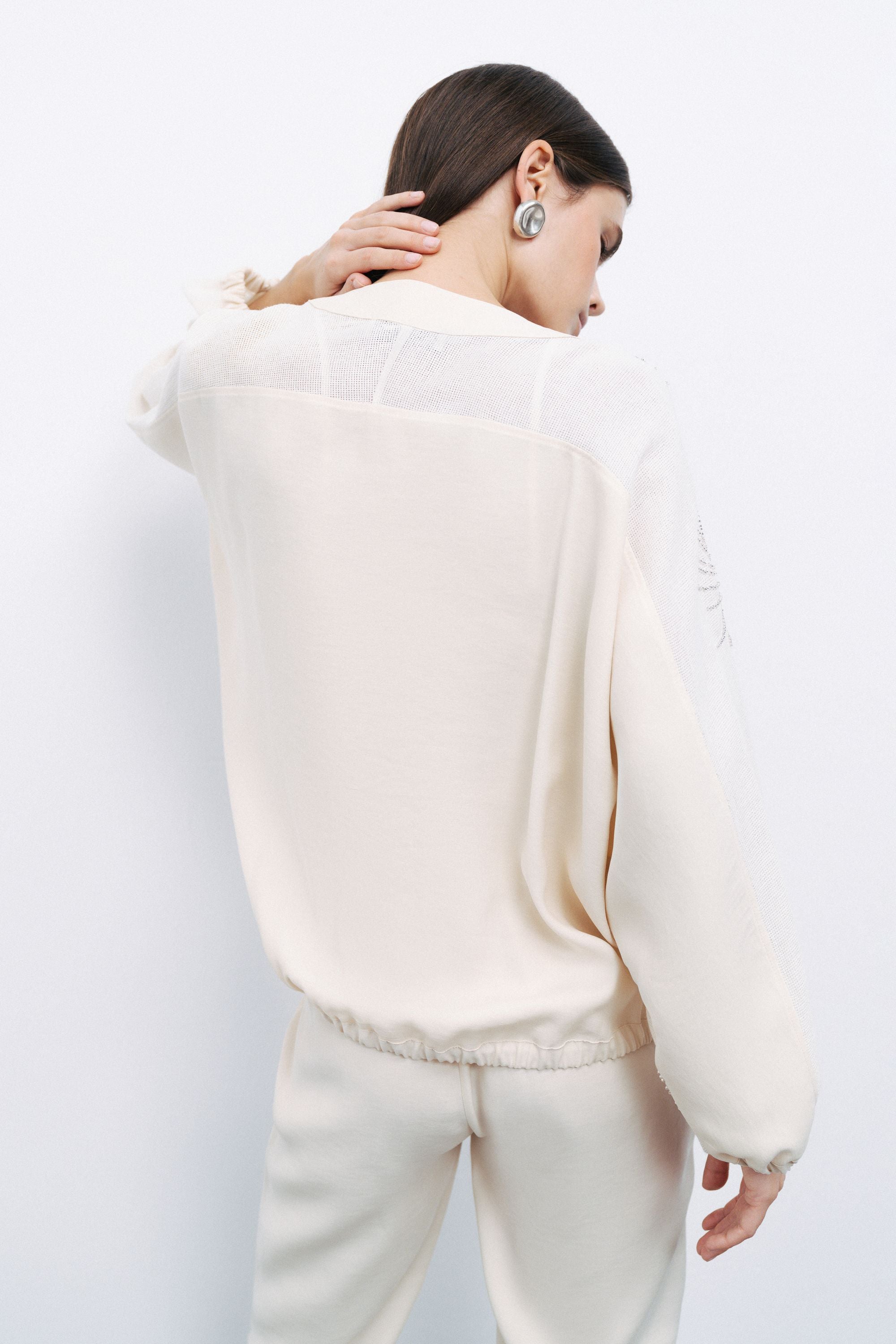 Ecru Beaded Embroidered Jacket