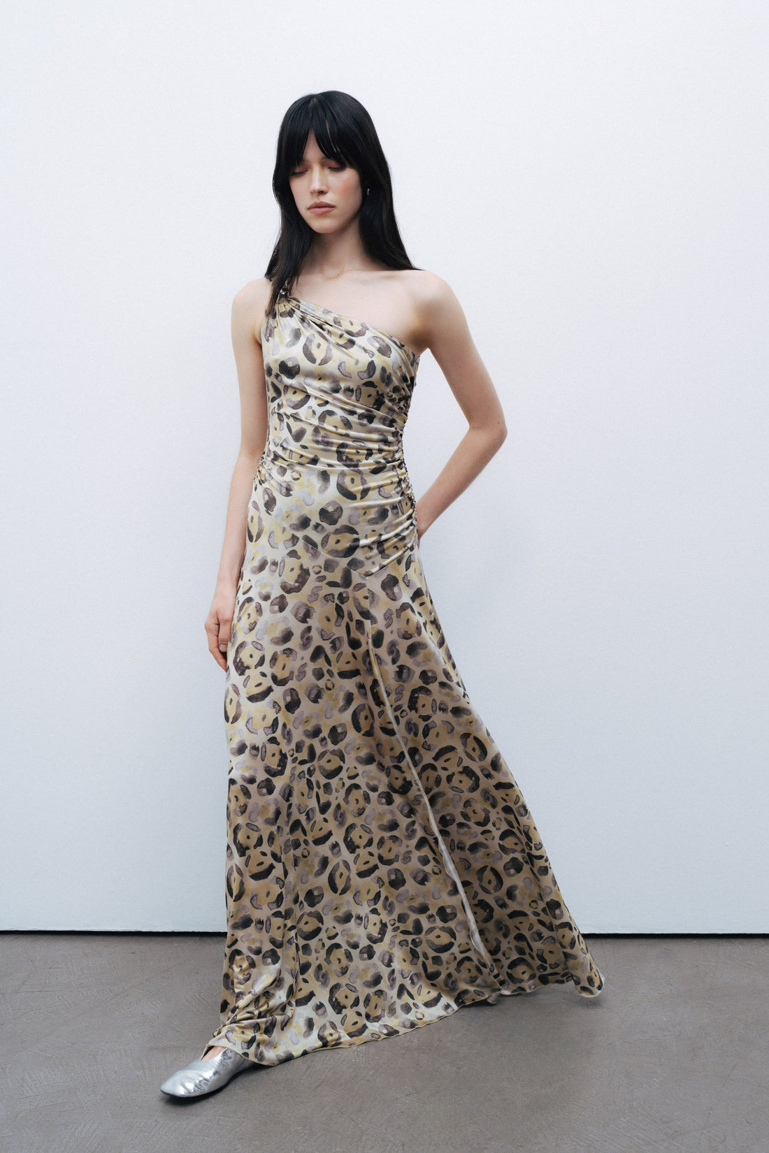 One Shoulder Printed Maxi Dress