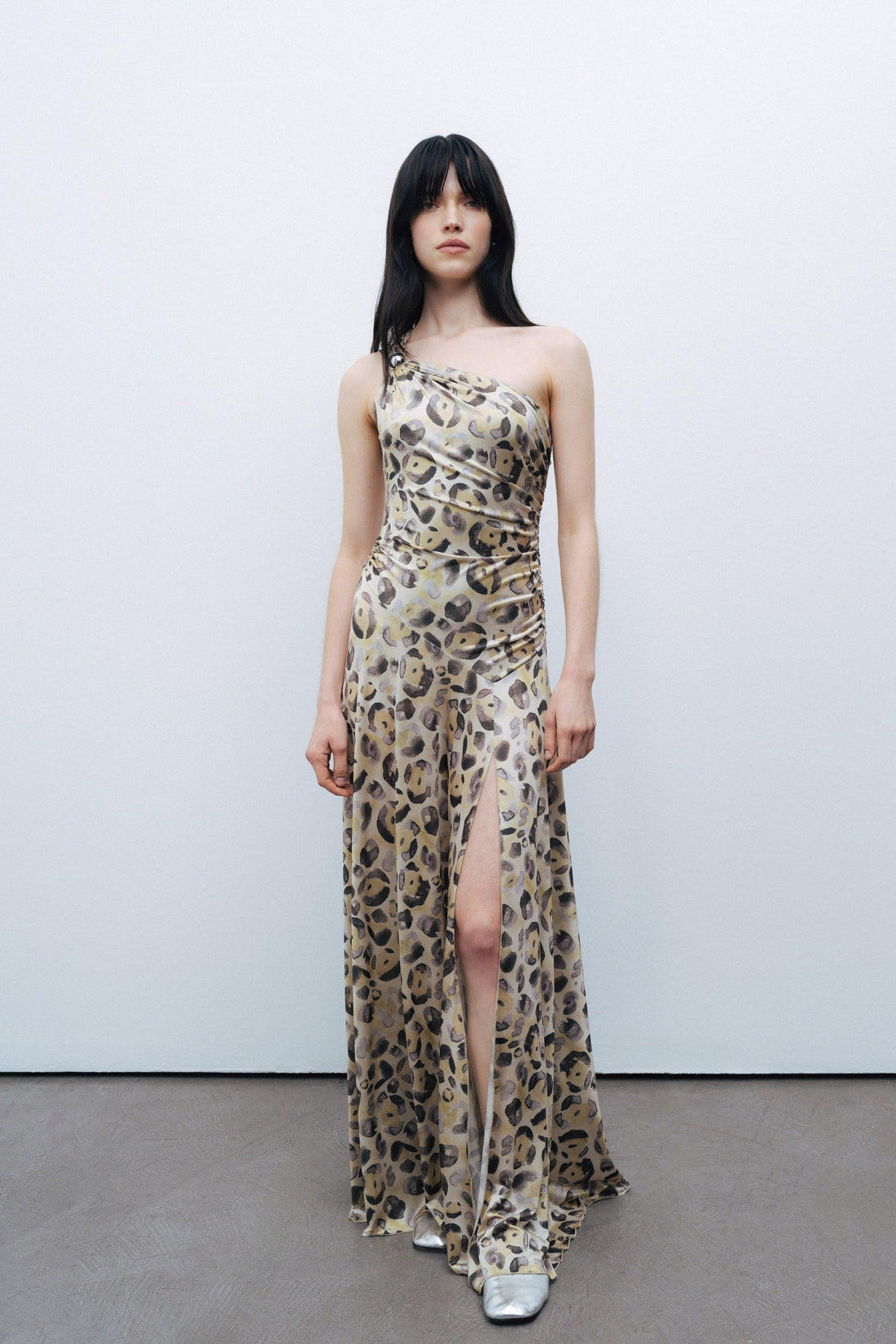 One Shoulder Printed Maxi Dress