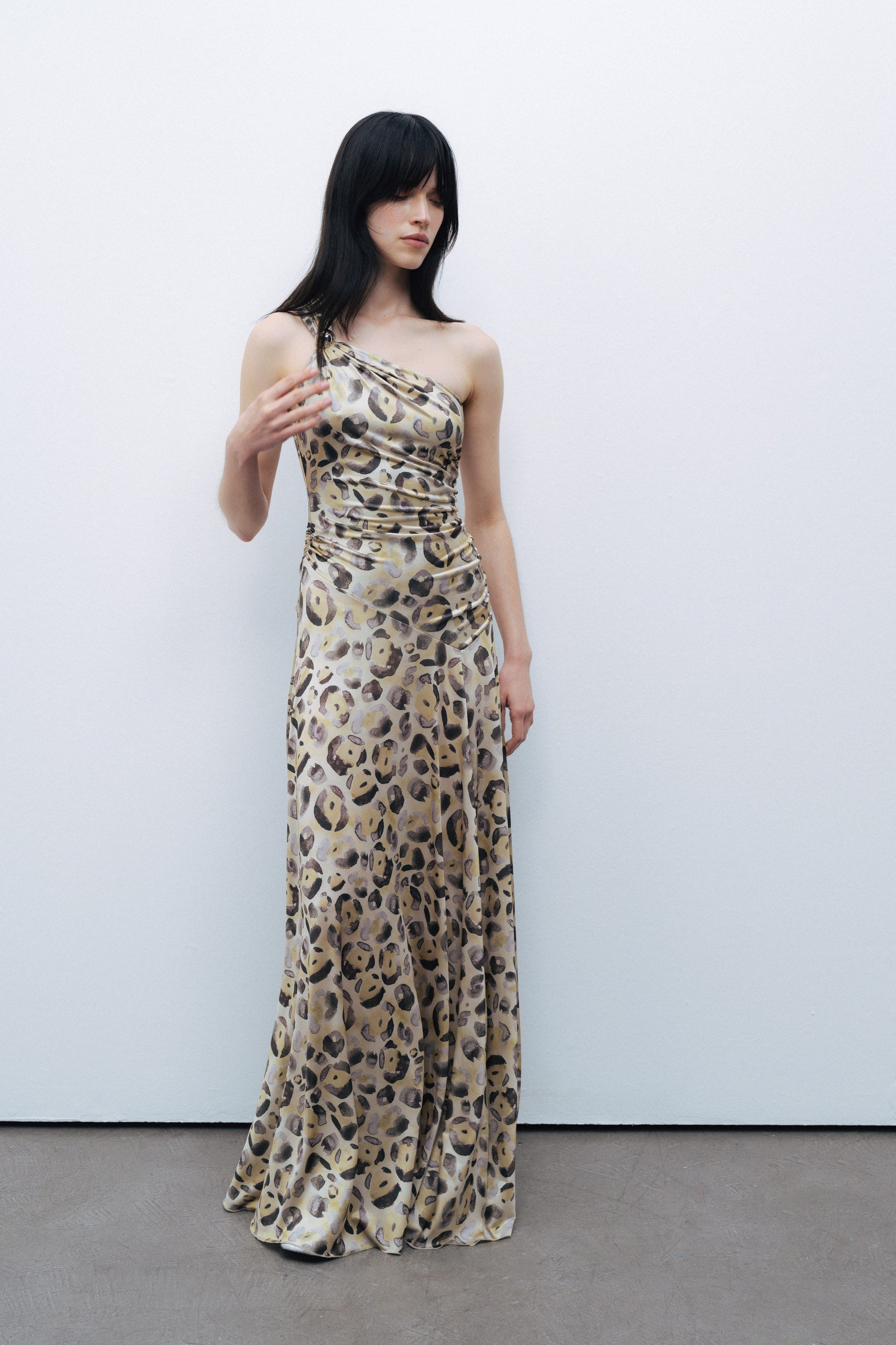 One Shoulder Printed Maxi Dress