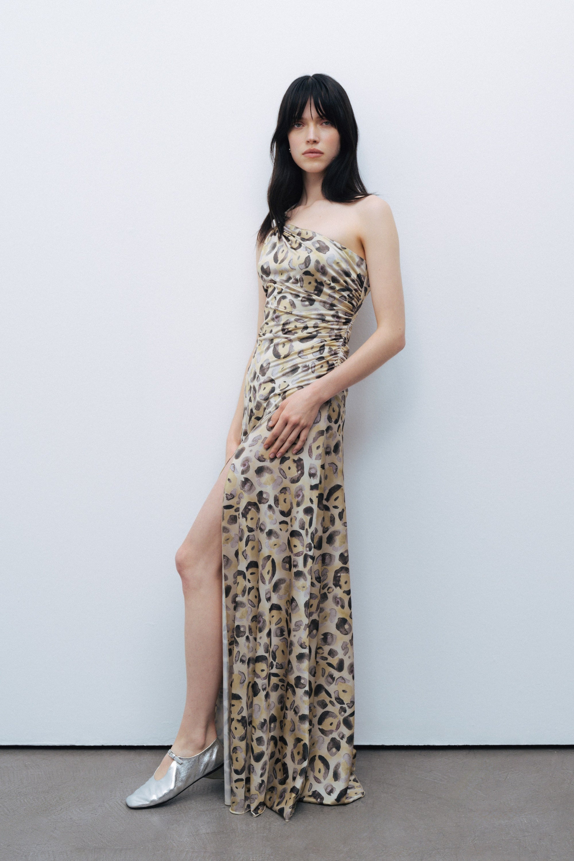 One Shoulder Printed Maxi Dress