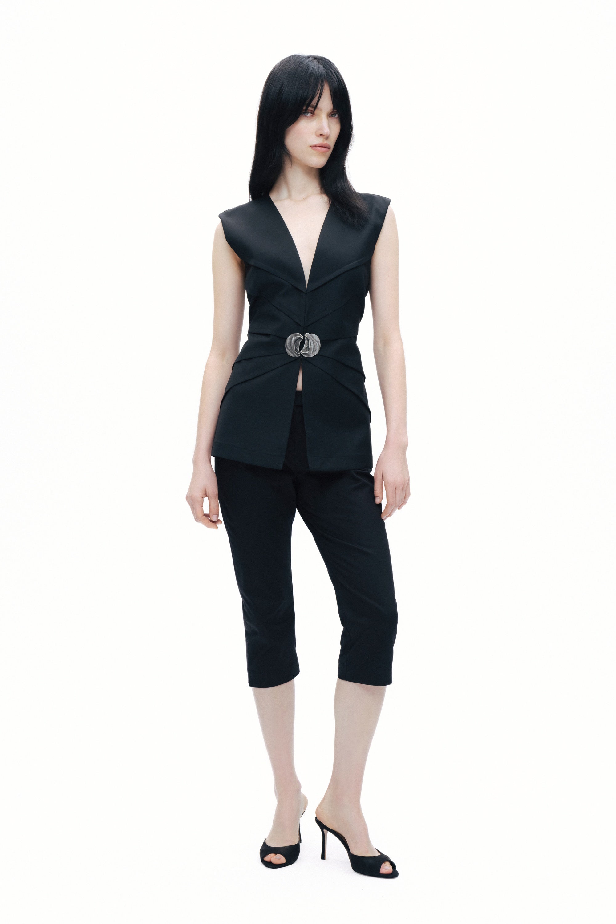Black Metal Accessory Detailed Vest