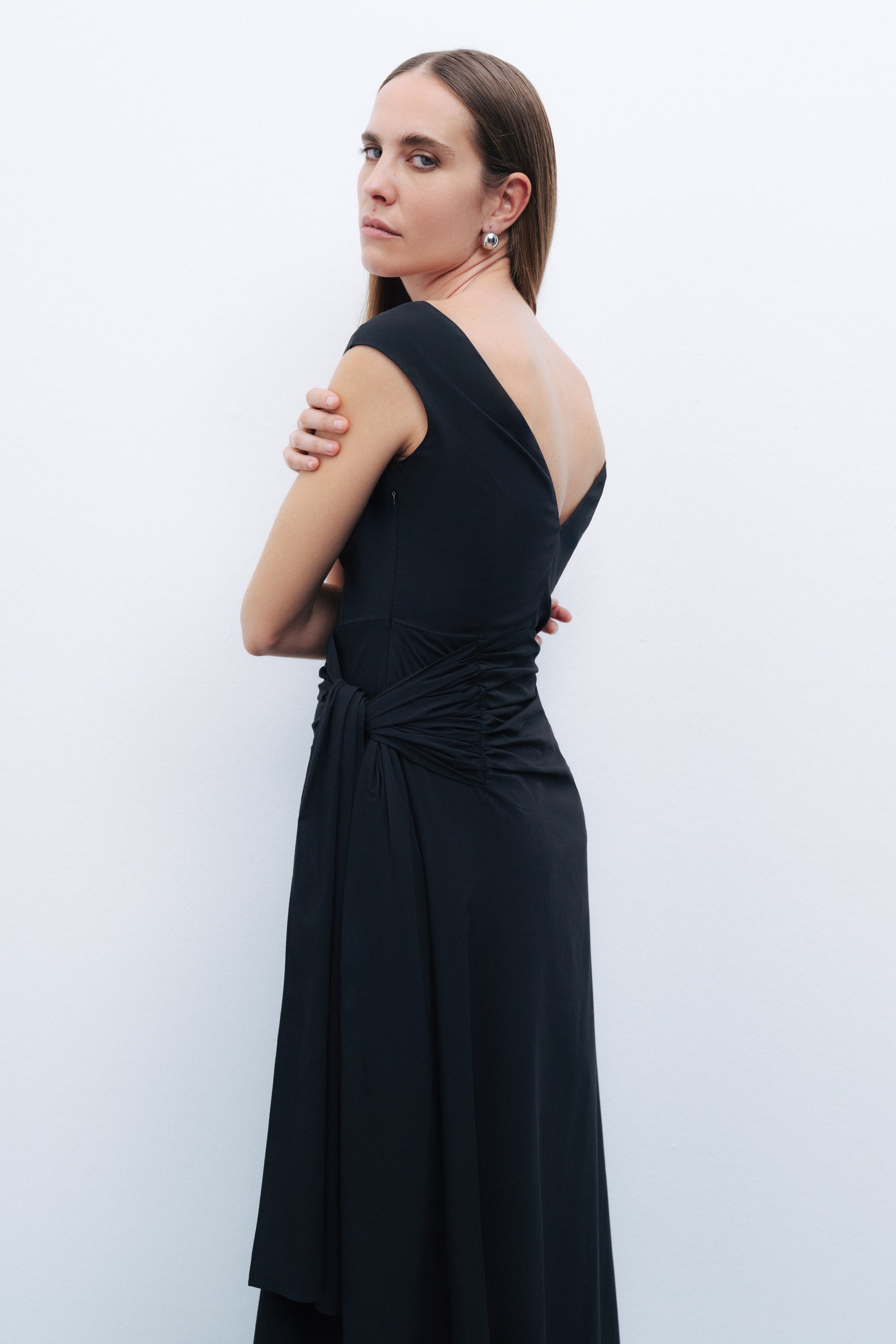 Black Tie Detail Midi Dress