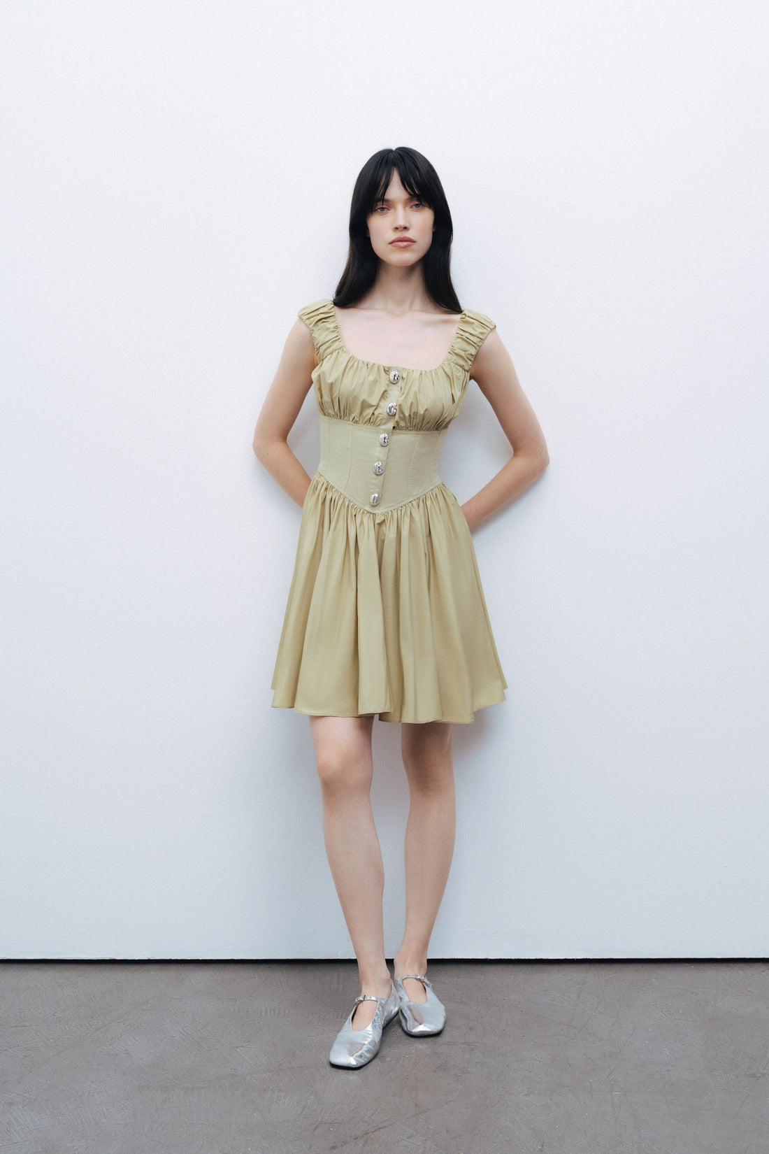 Olive Corset Look Mini Dress