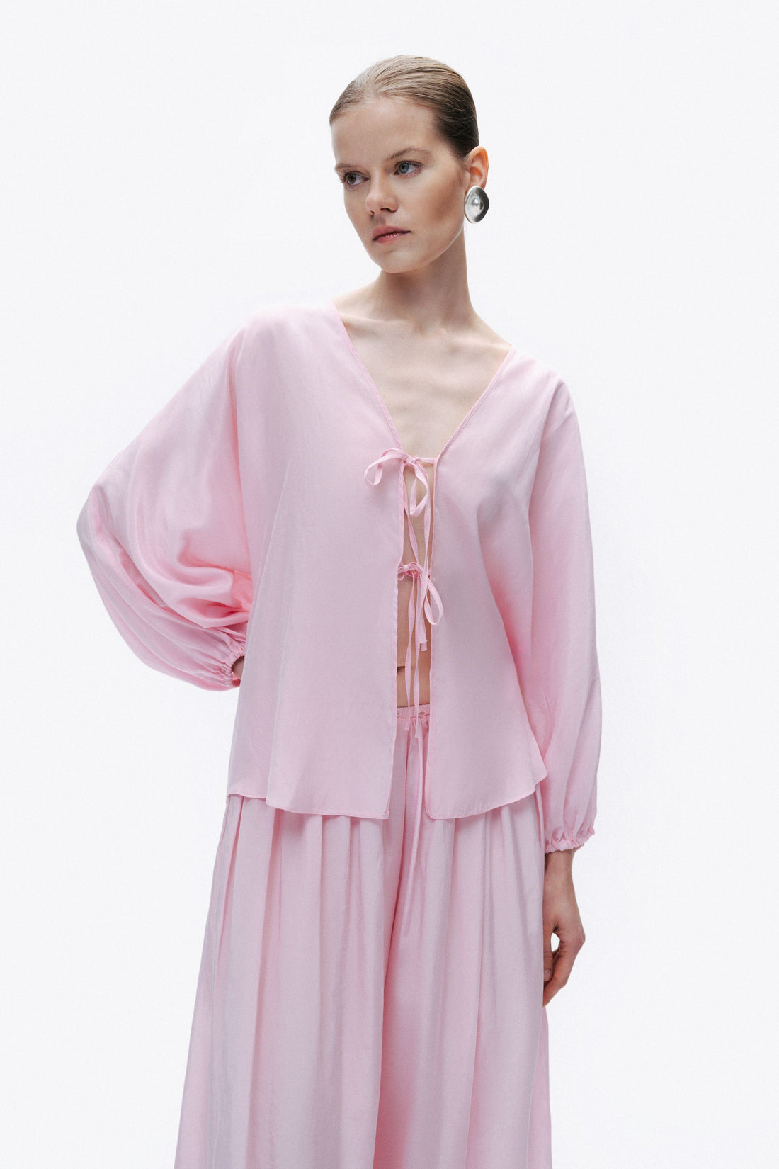 Pink Beaded Embroidered Shirt