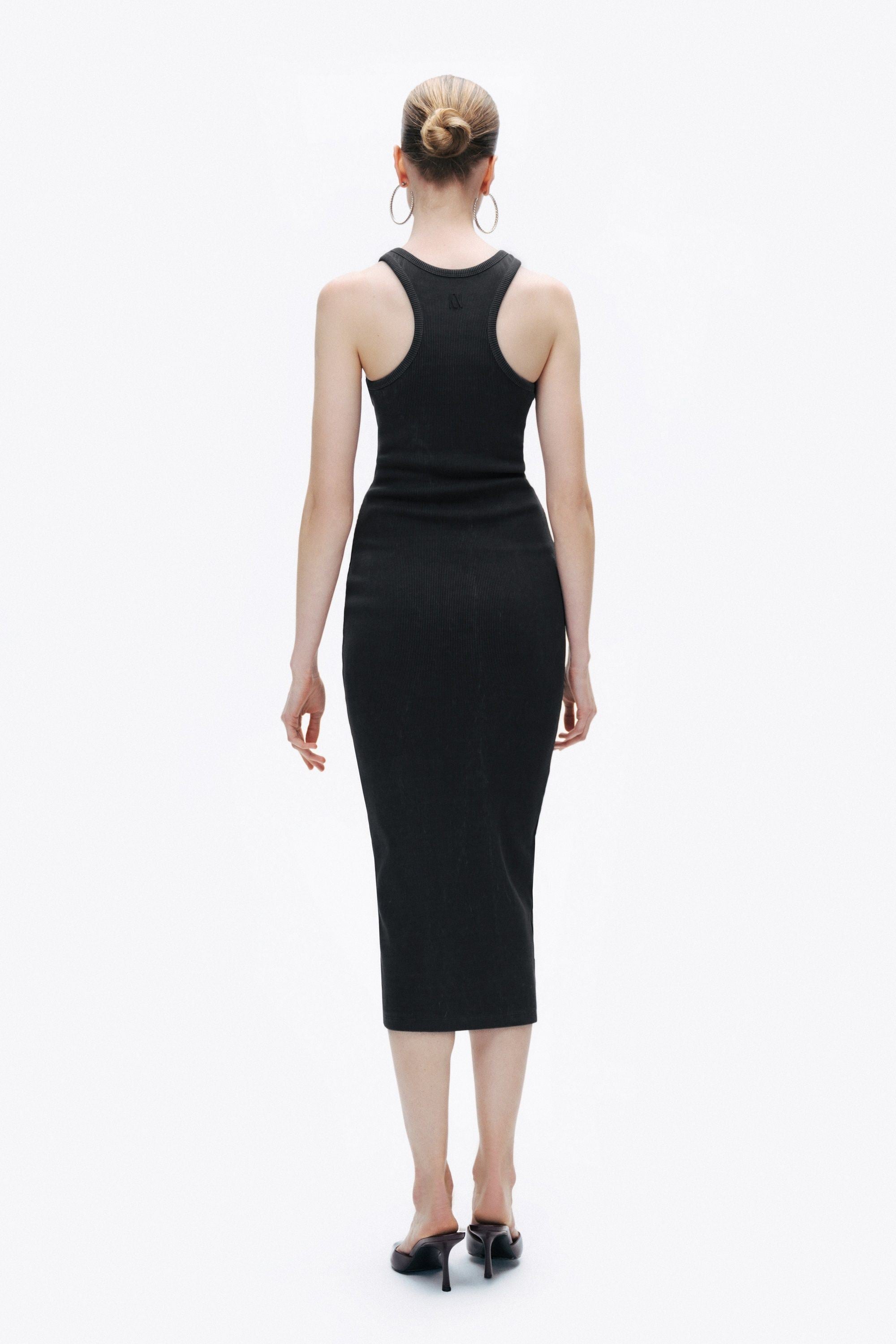 Black Printed Detail Maxi Bodycon Dress