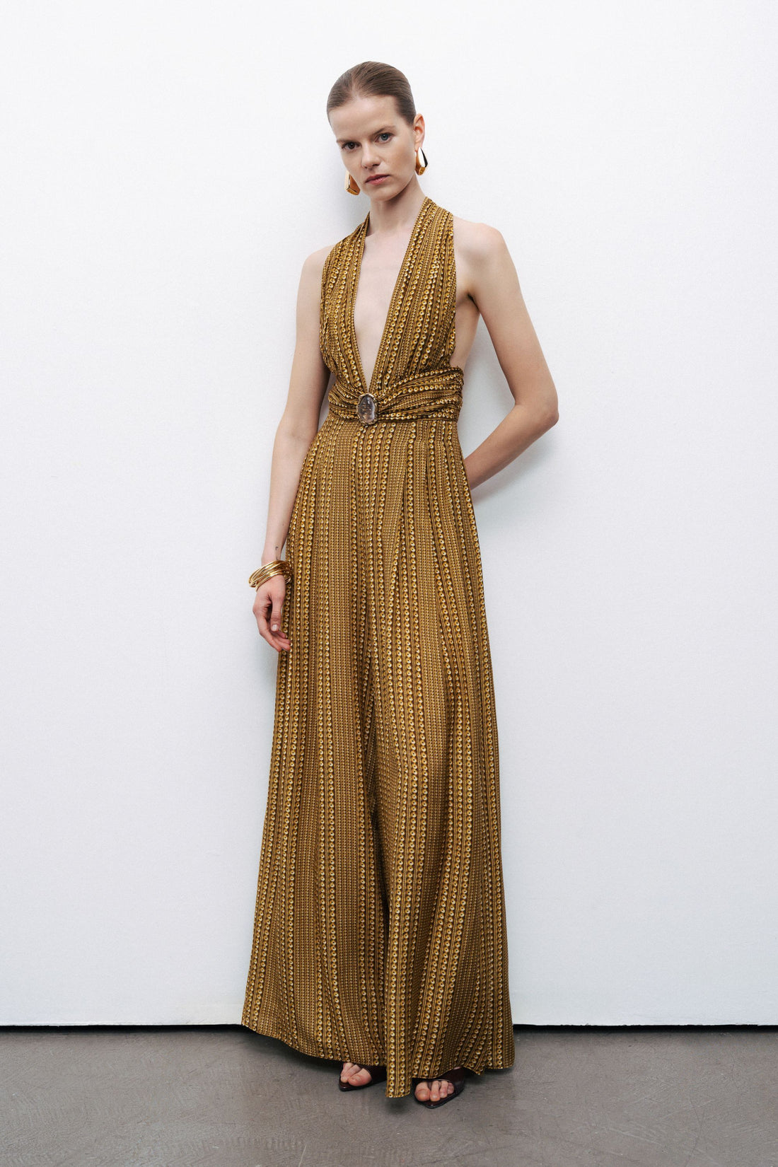 Gold and Stone Accessory Detailed Jumpsuit