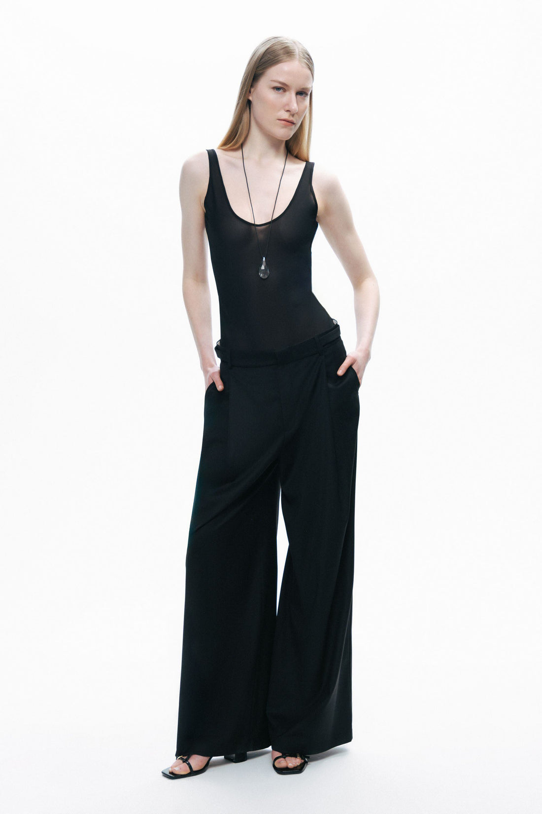 Black Sheer Opeen Back Bodysuit