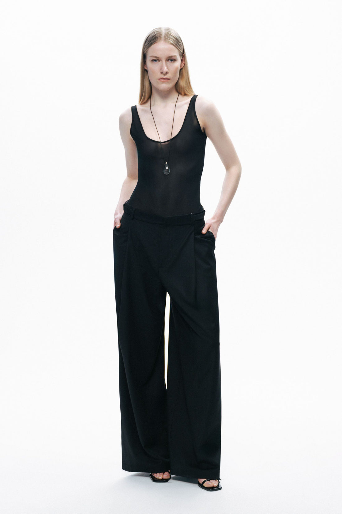 Black Sheer Opeen Back Bodysuit