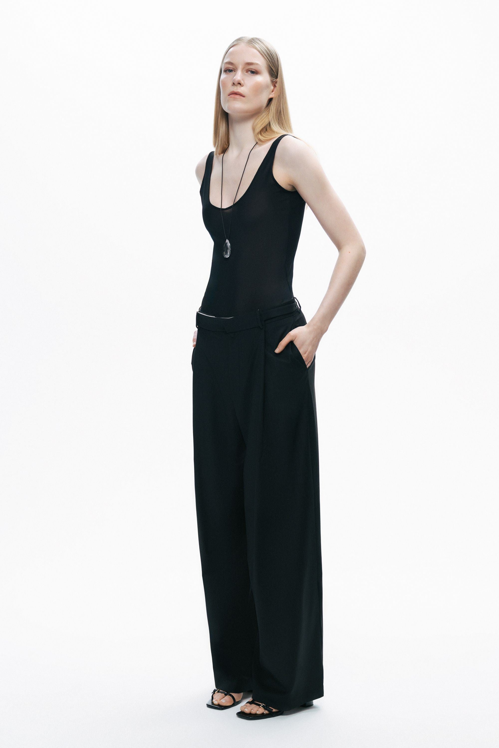 Black Sheer Opeen Back Bodysuit