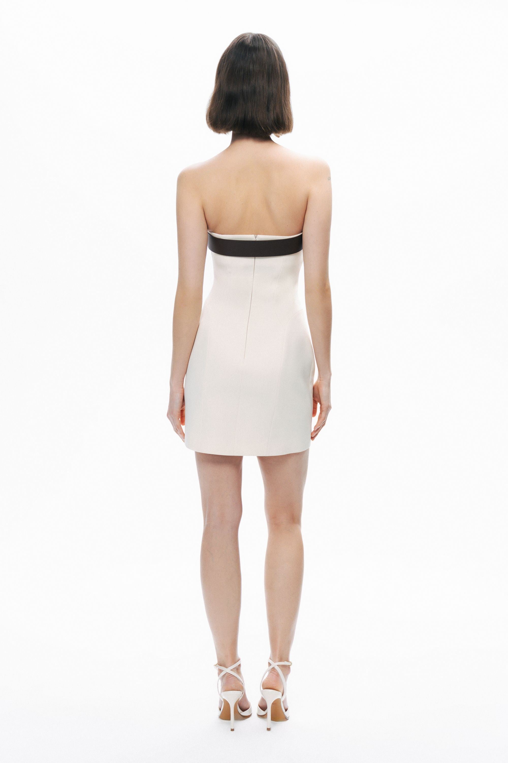 Beige Belt Detailed Mini Dress