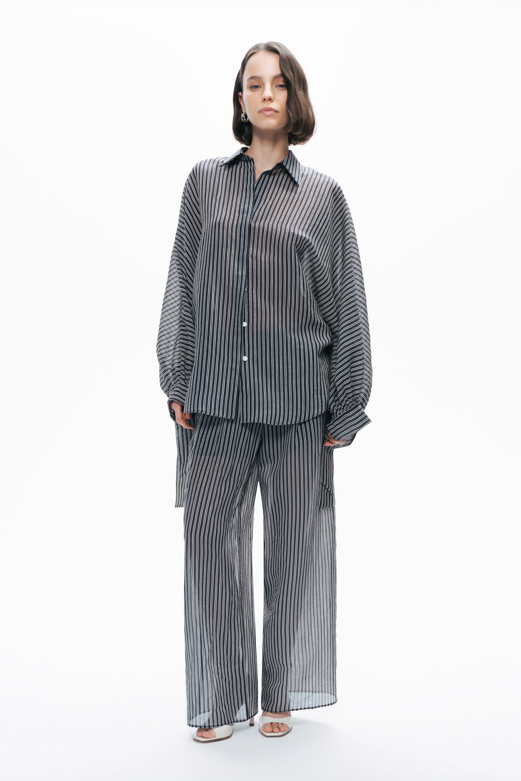 Oversize Shirt with Tie Sleeve Detail