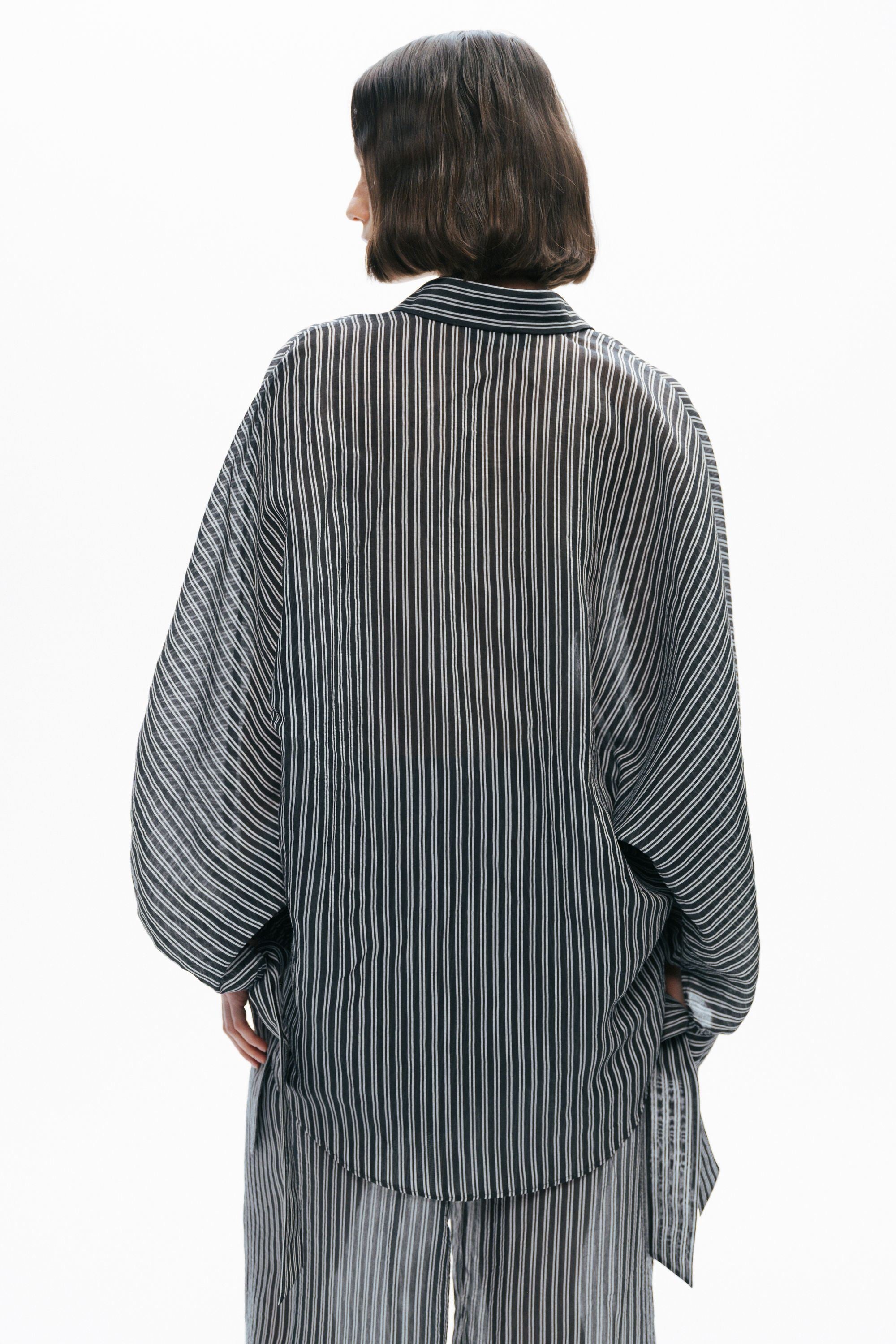 Oversize Shirt with Tie Sleeve Detail