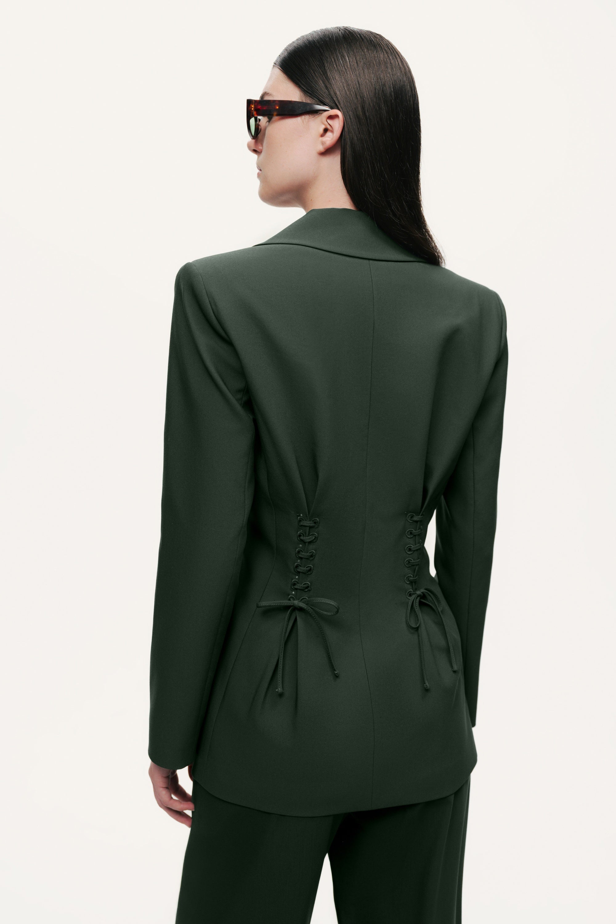 Lace-Up Waist Tailored Blazer