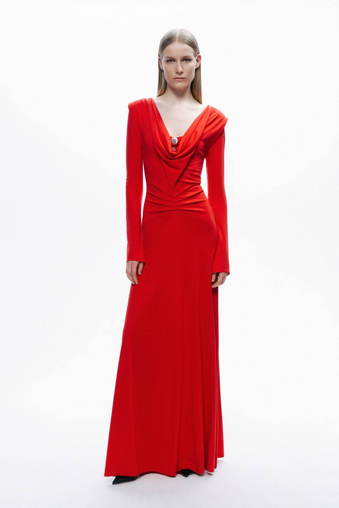 Padded Accessory Detailed Maxi Dress