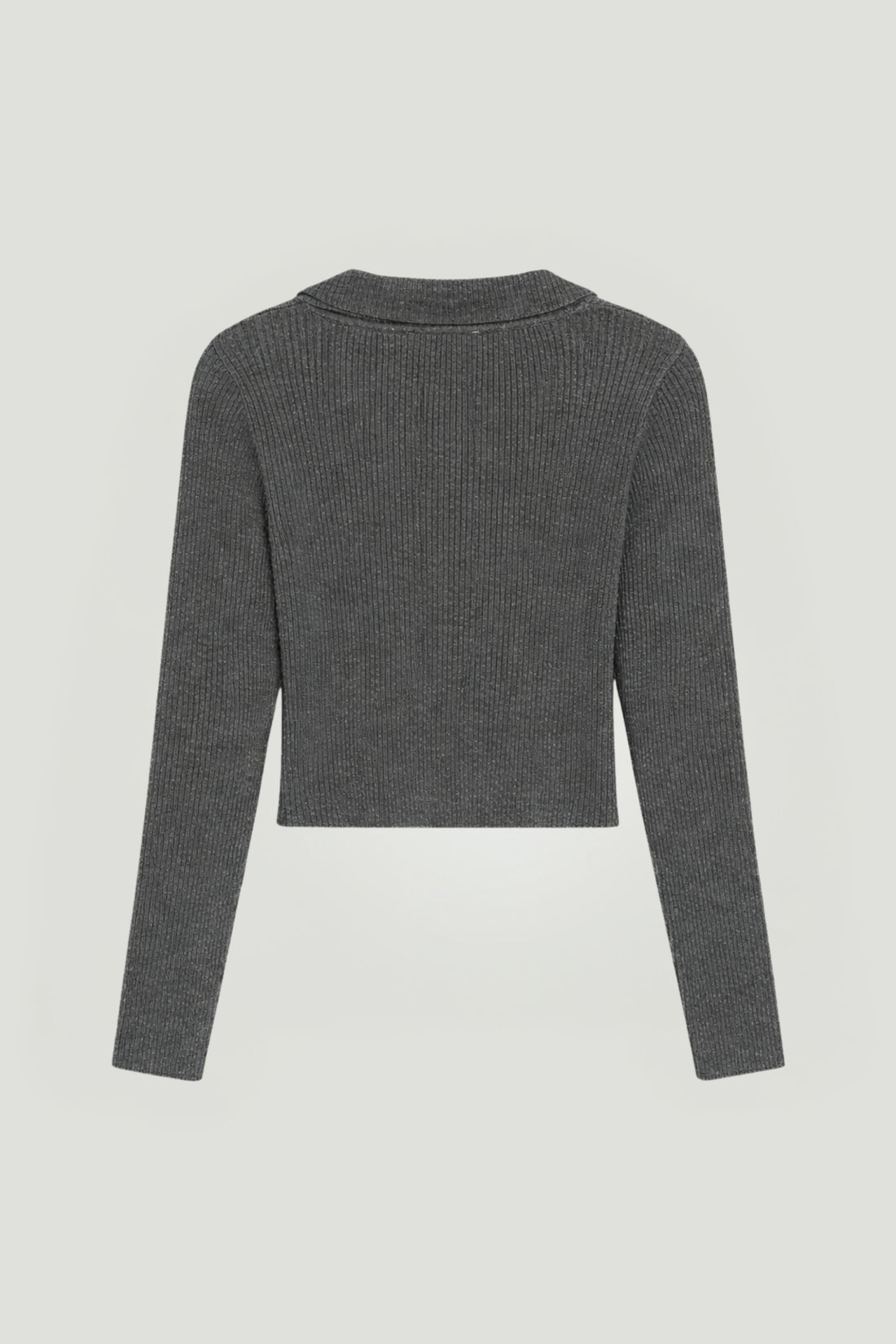 Zip-Front Ribbed Knit Top