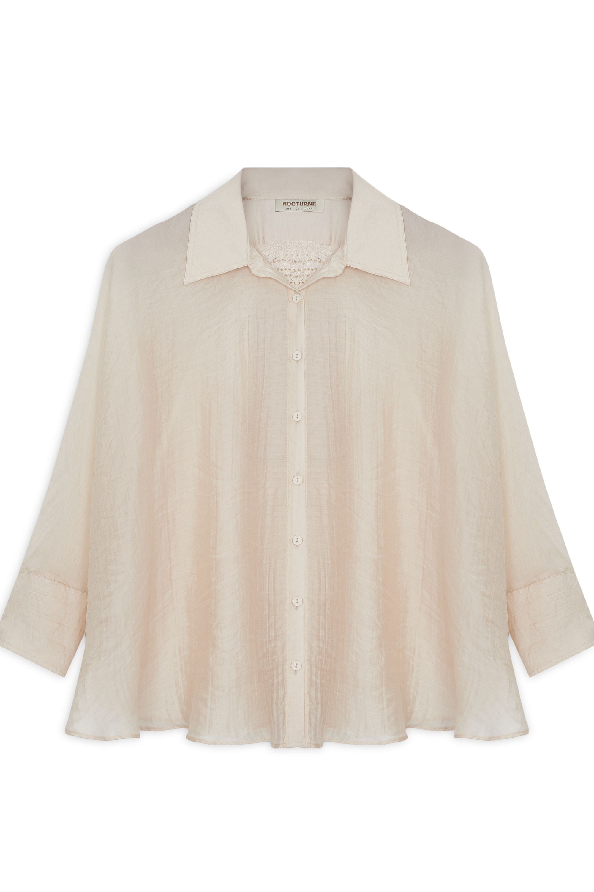 Beige Embroidered Detailed Shirt