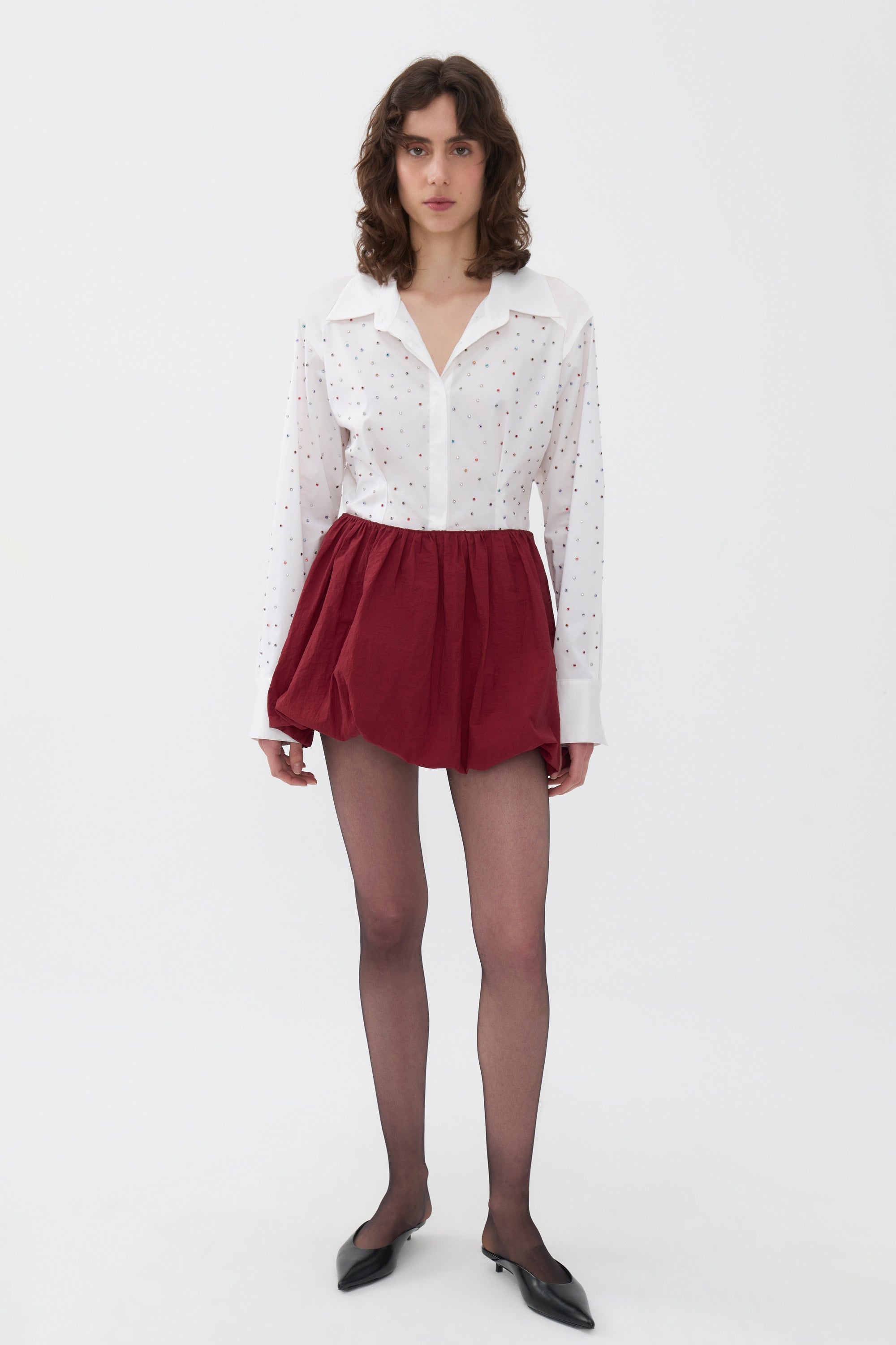 Rhinestone Embroidered Button-Up Shirt (Final Sale)
