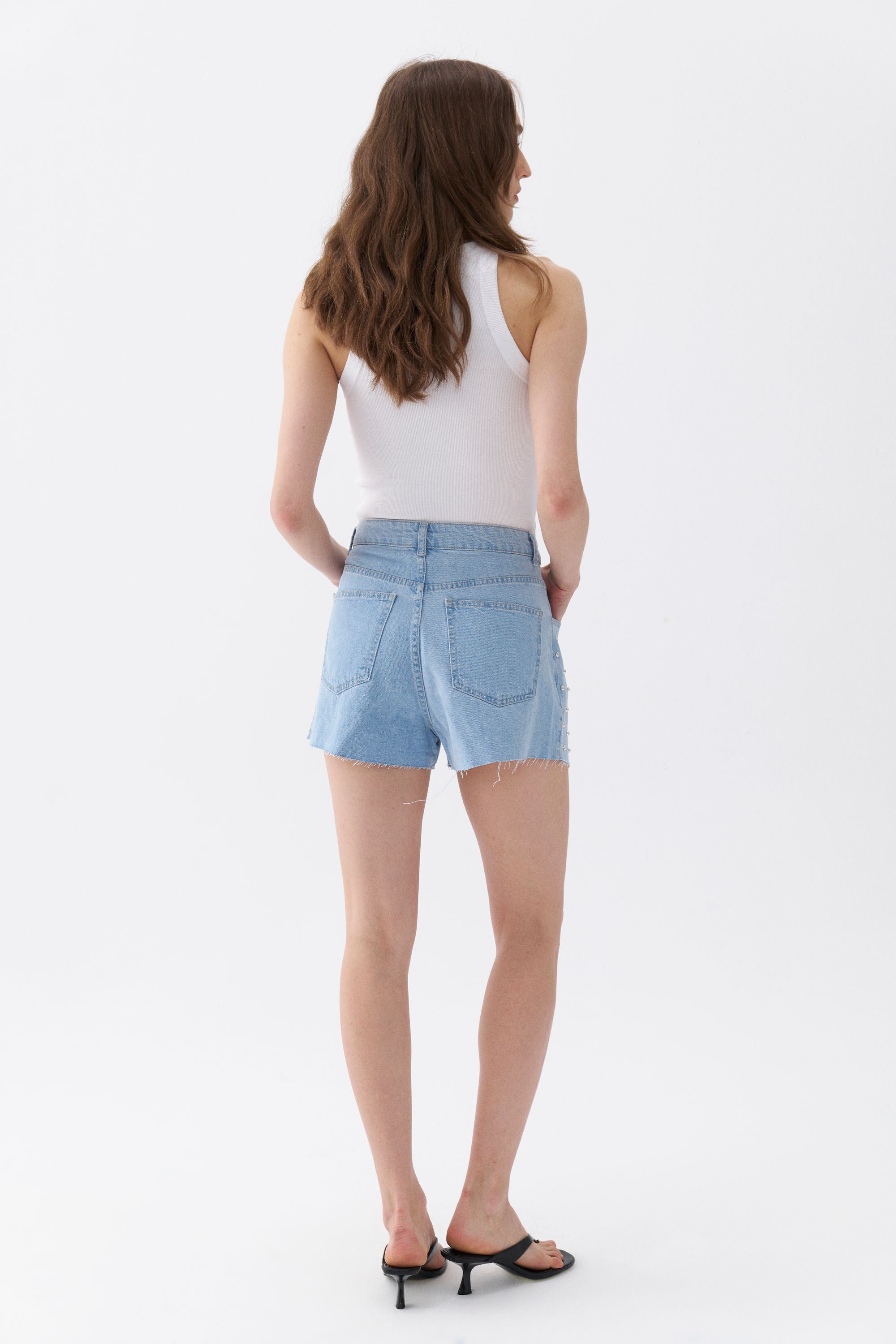Dart Detailed Denim Shorts (Final Sale)