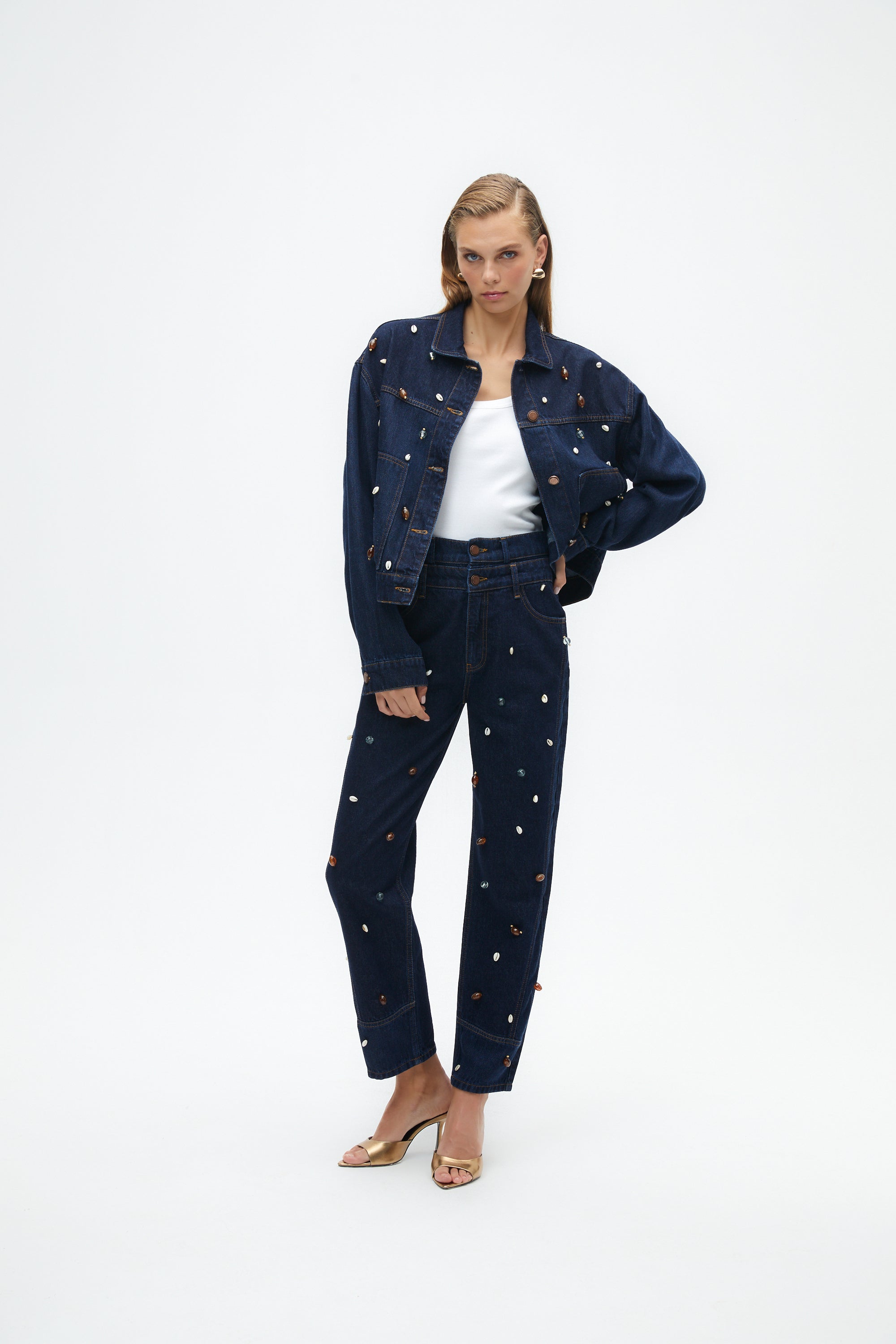 Double Waist Accessory Detailed Jeans (Final Sale)