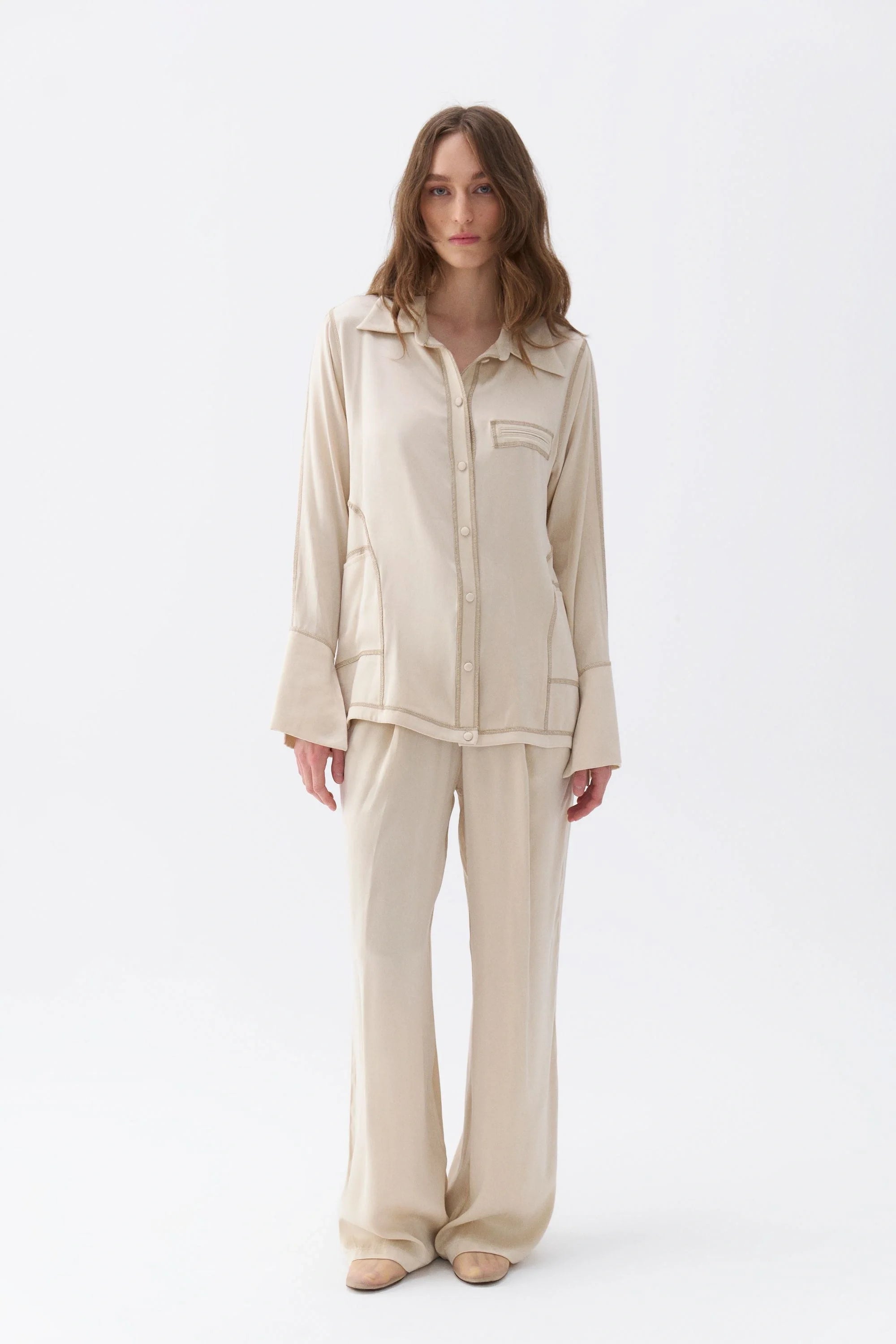 Contrast Topstitched Shirt (Final Sale)