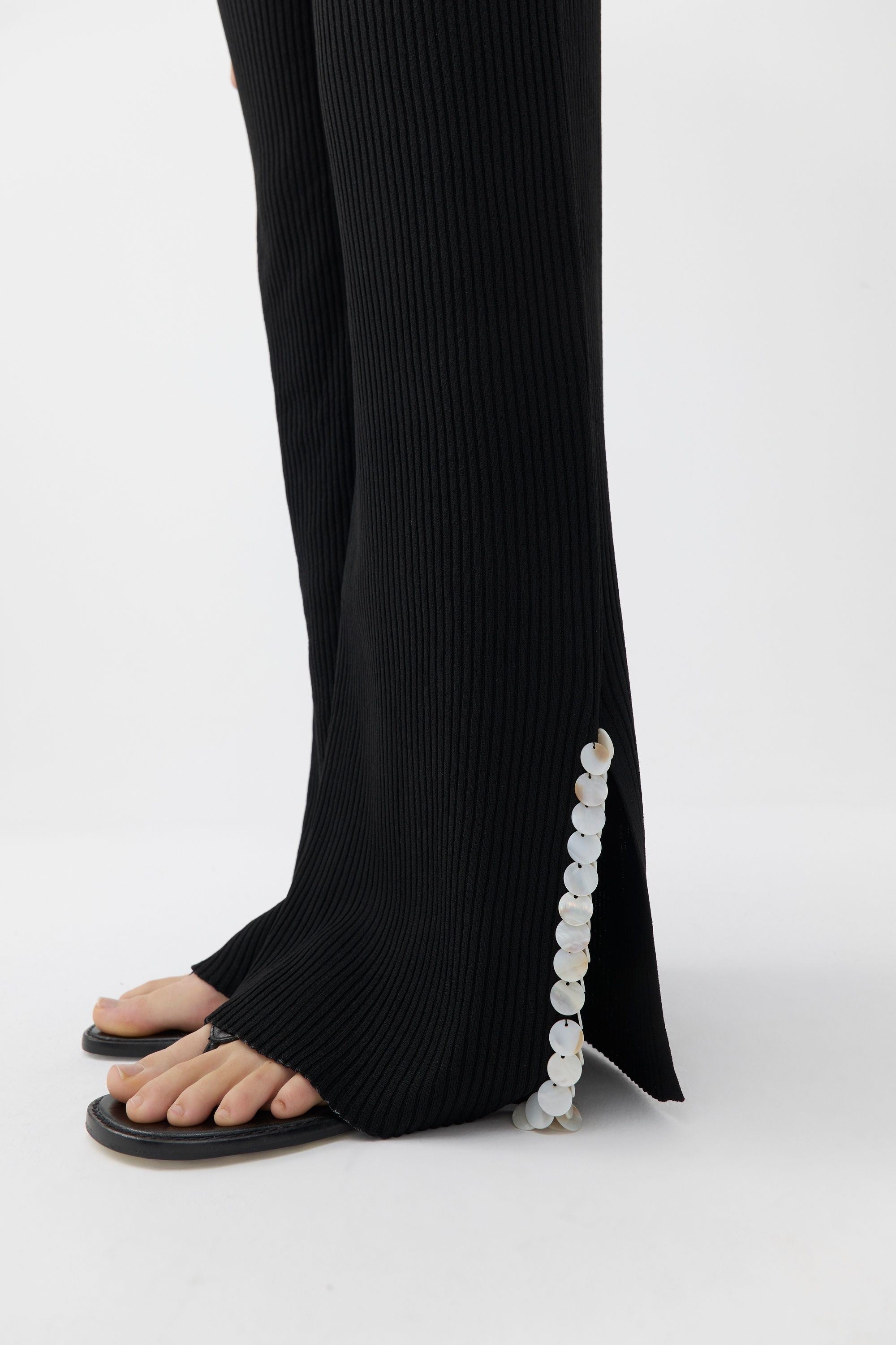 Mother of Pearl Beaded Knit Pants (Final Sale)