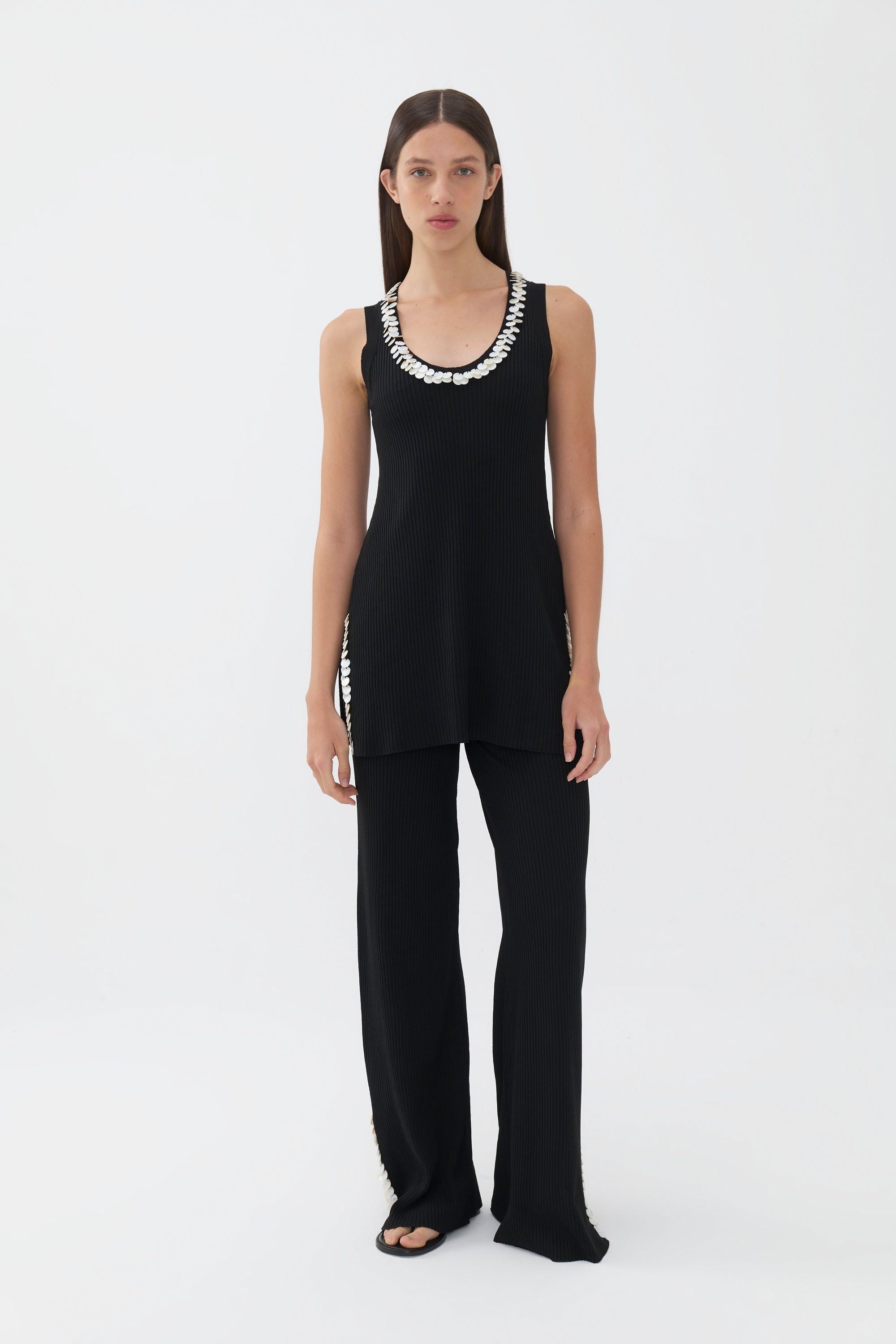 Mother of Pearl Beaded Knit Top (Final Sale)