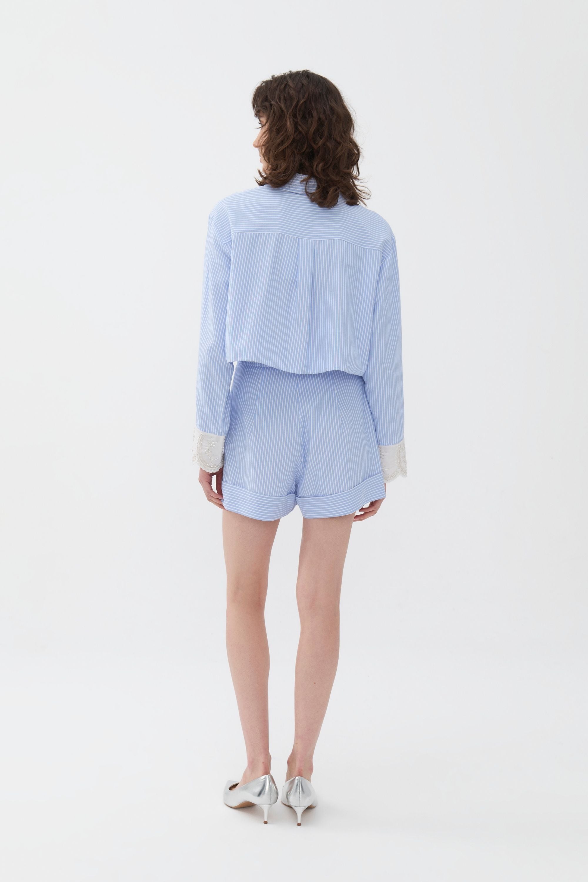 High Waisted Striped Mini Shorts (Final Sale)