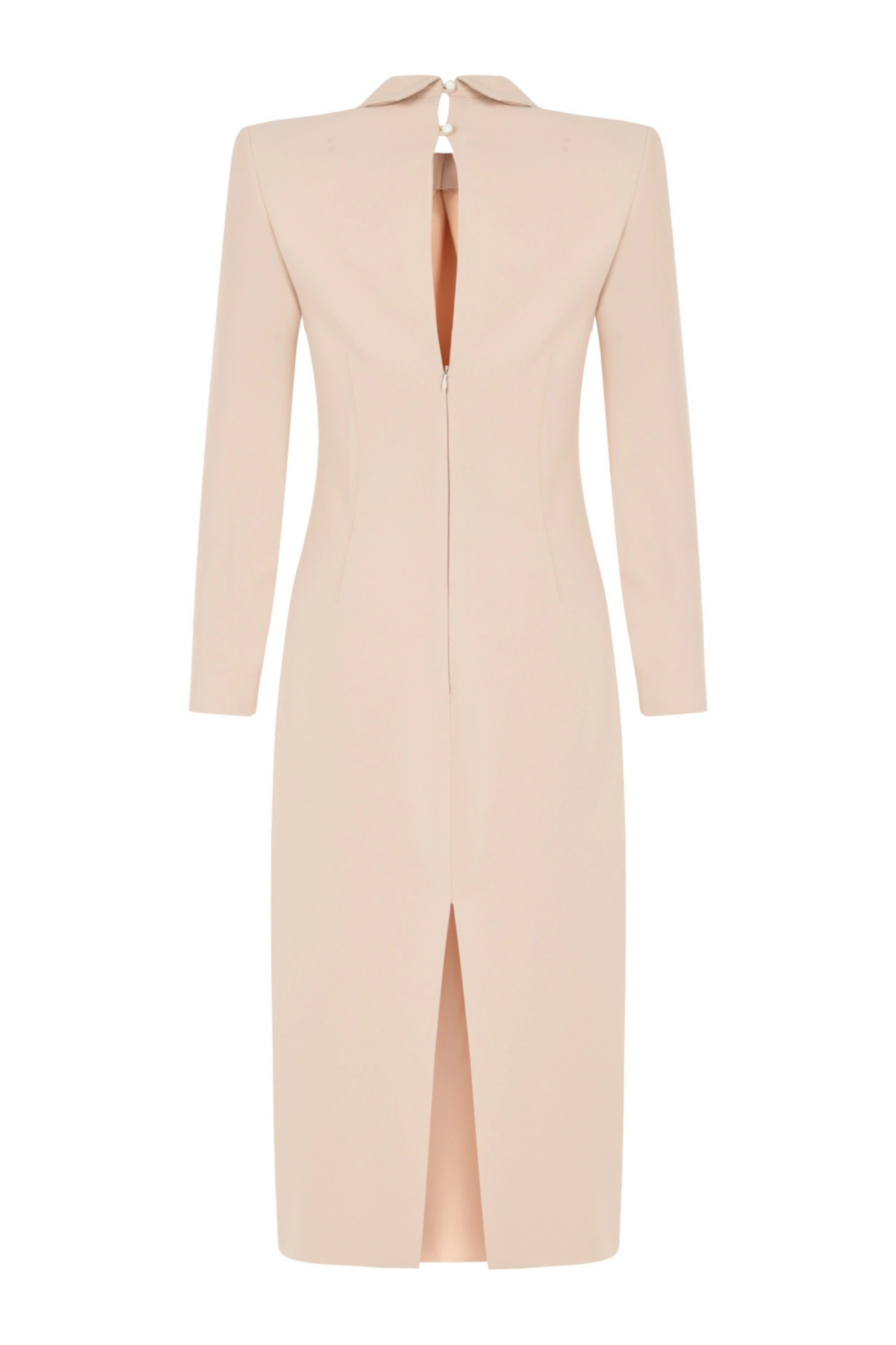 Tie Neck Midi Dress with Shoulder Pad (Final Sale)