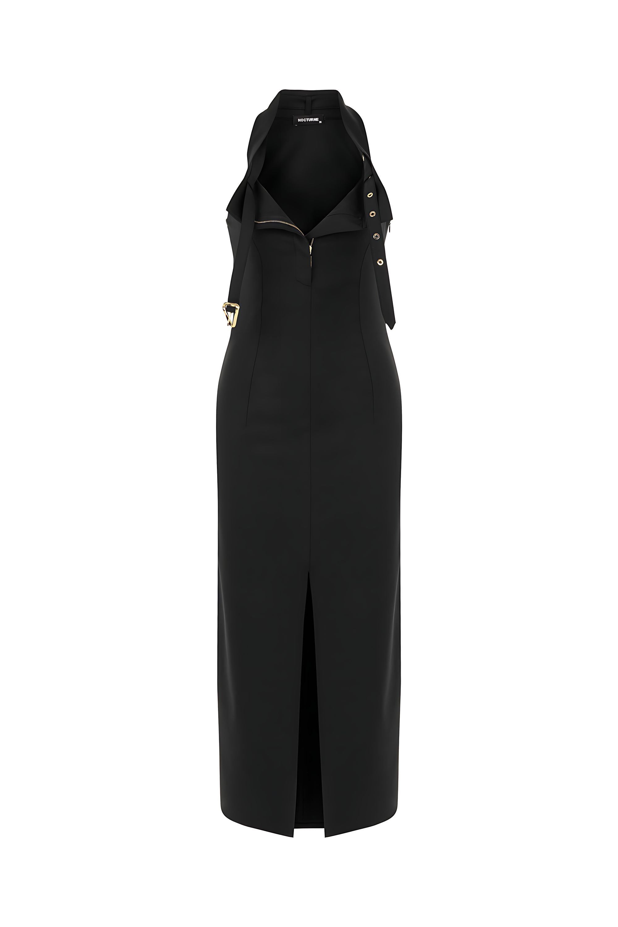 Midi Dress with Belt Designed Collar (Final Sale)