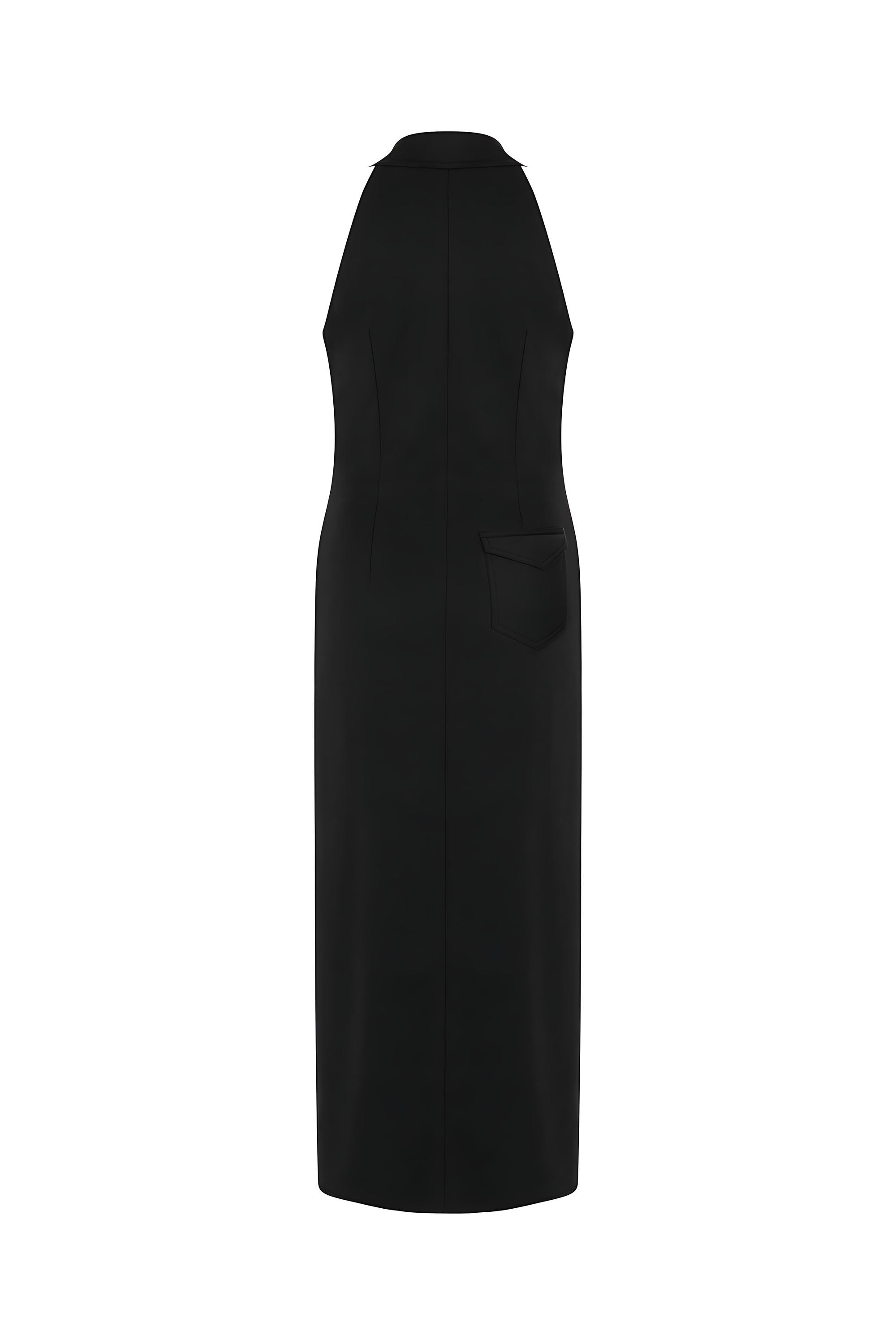 Midi Dress with Belt Designed Collar (Final Sale)