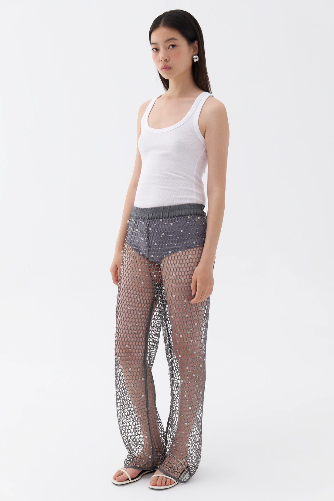 Shimmering Threaded Mesh Pants (Final Sale)