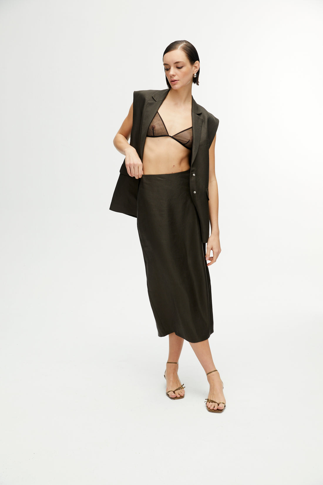 Midi Skirt with Back Slits (Final Sale)