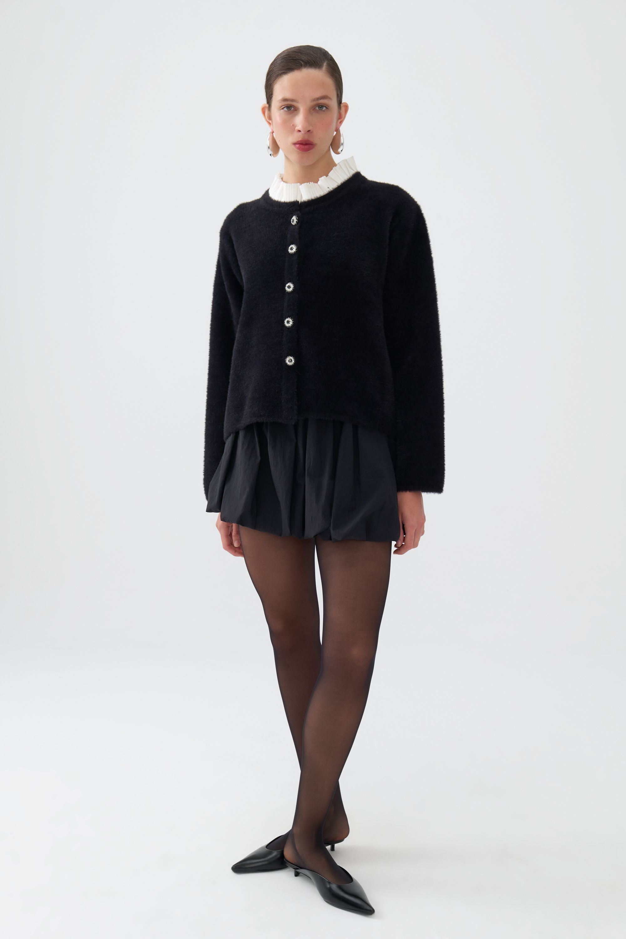 Crystal Embellished Buttoned Cardigan (Final Sale)