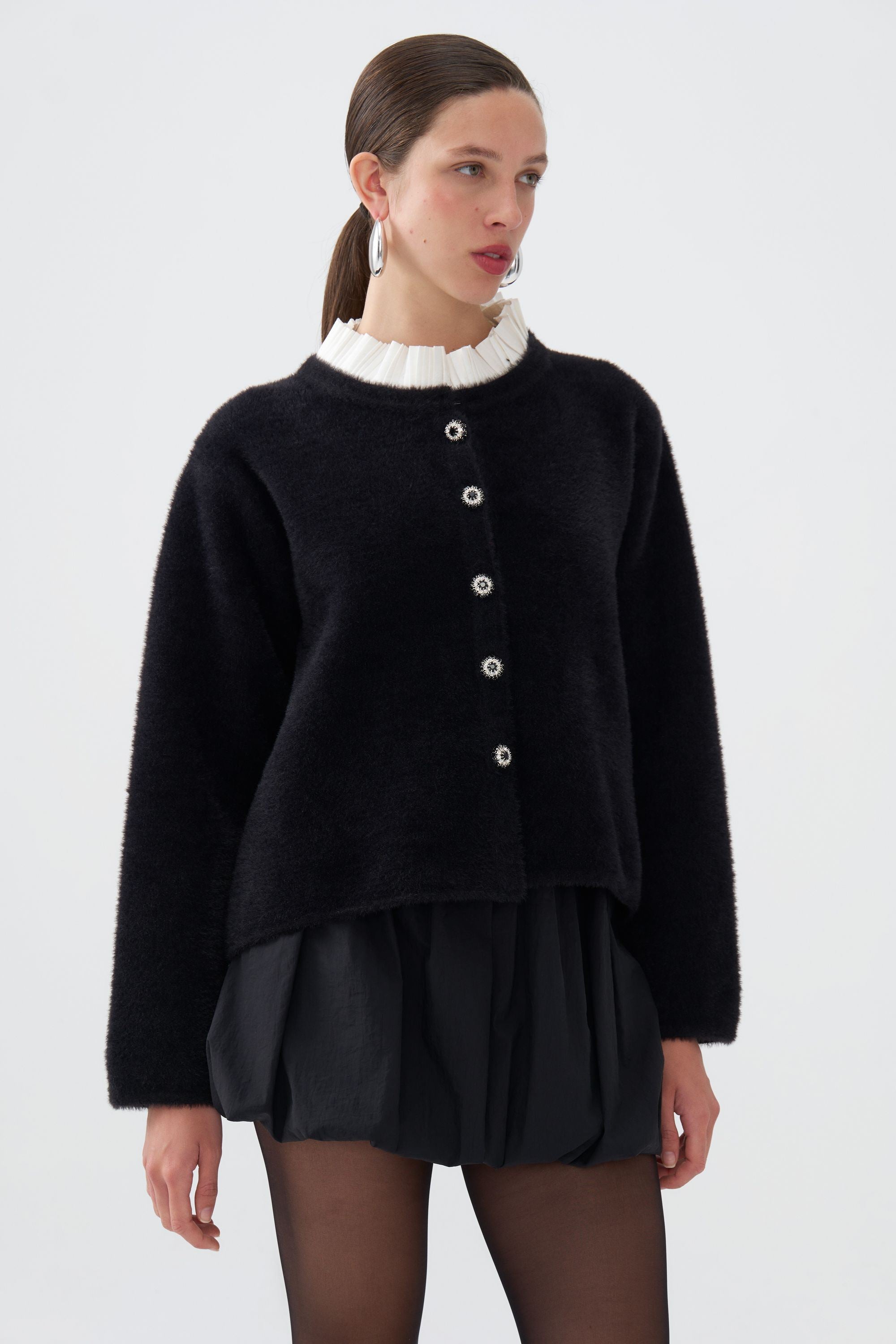 Crystal Embellished Buttoned Cardigan (Final Sale)