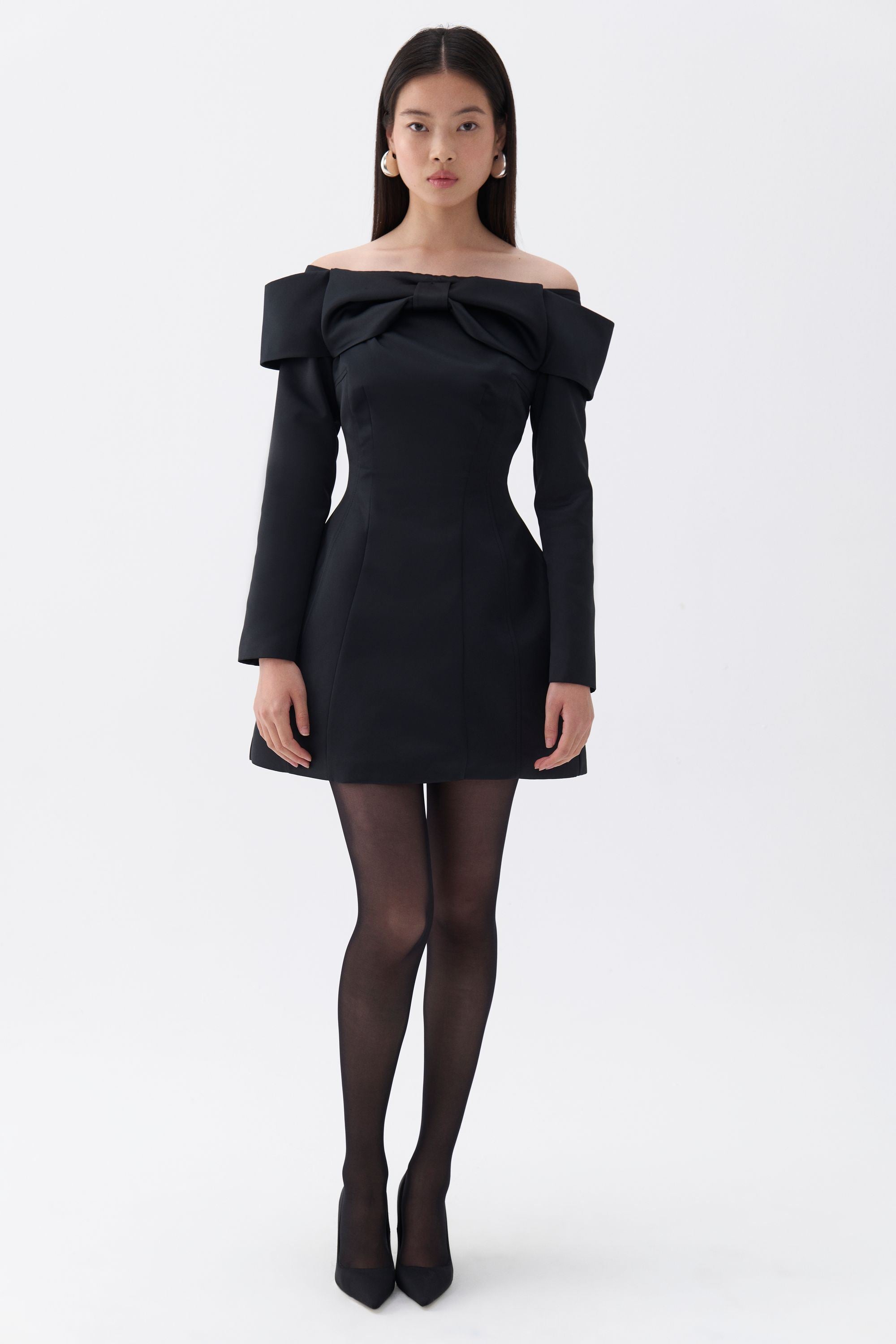 Black Off the Shoulder Mini Dress