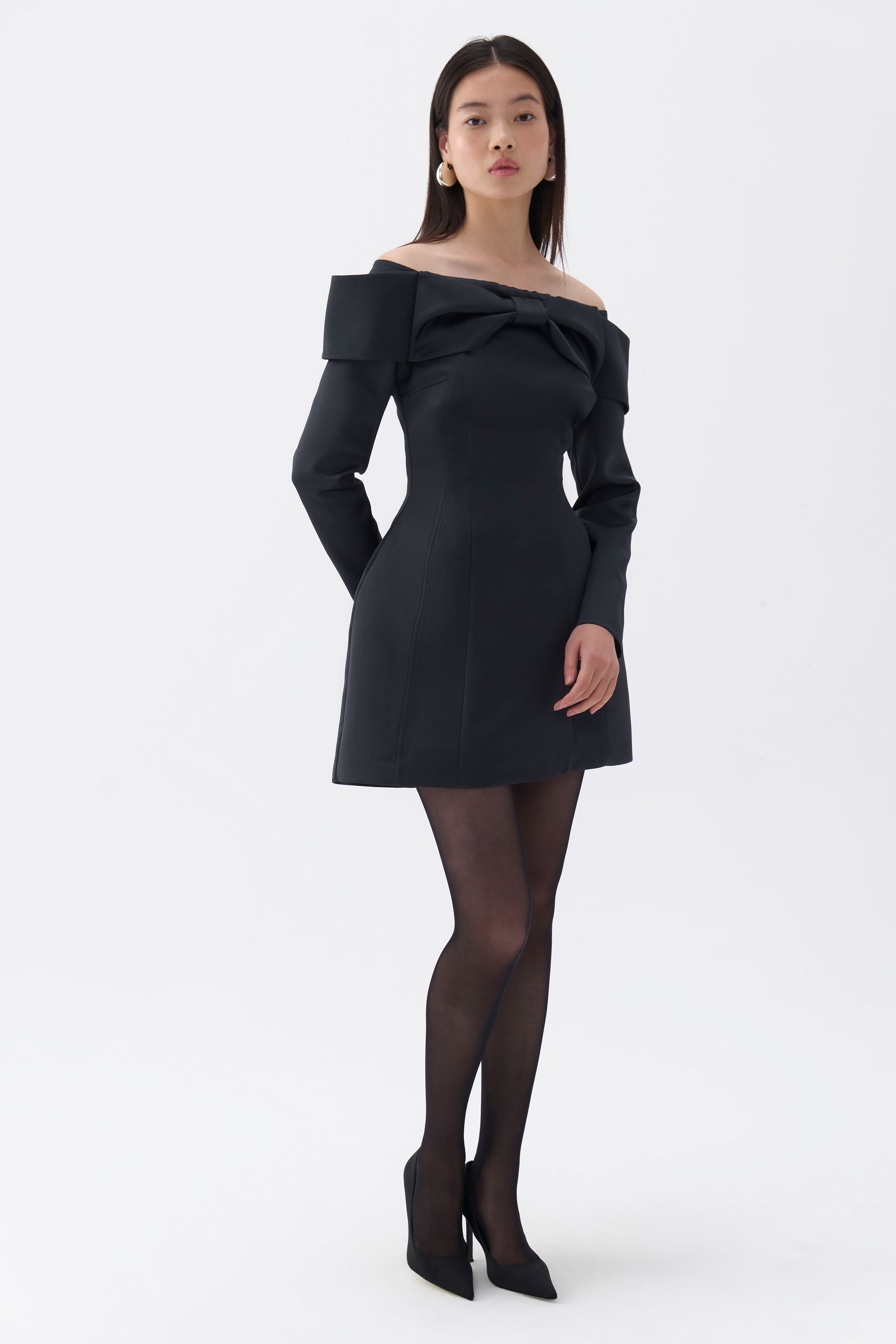 Black Off the Shoulder Mini Dress