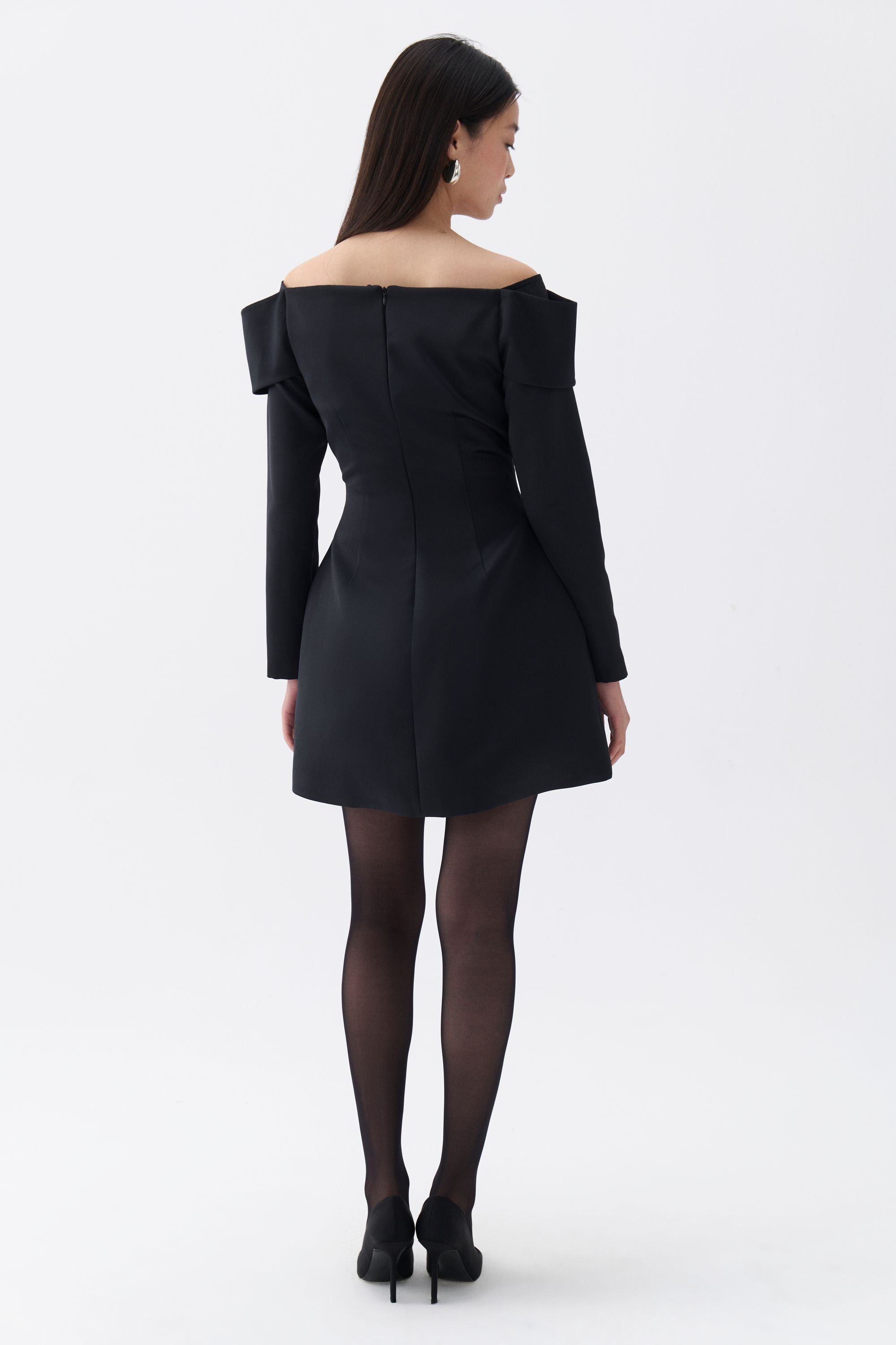 Black Off the Shoulder Mini Dress