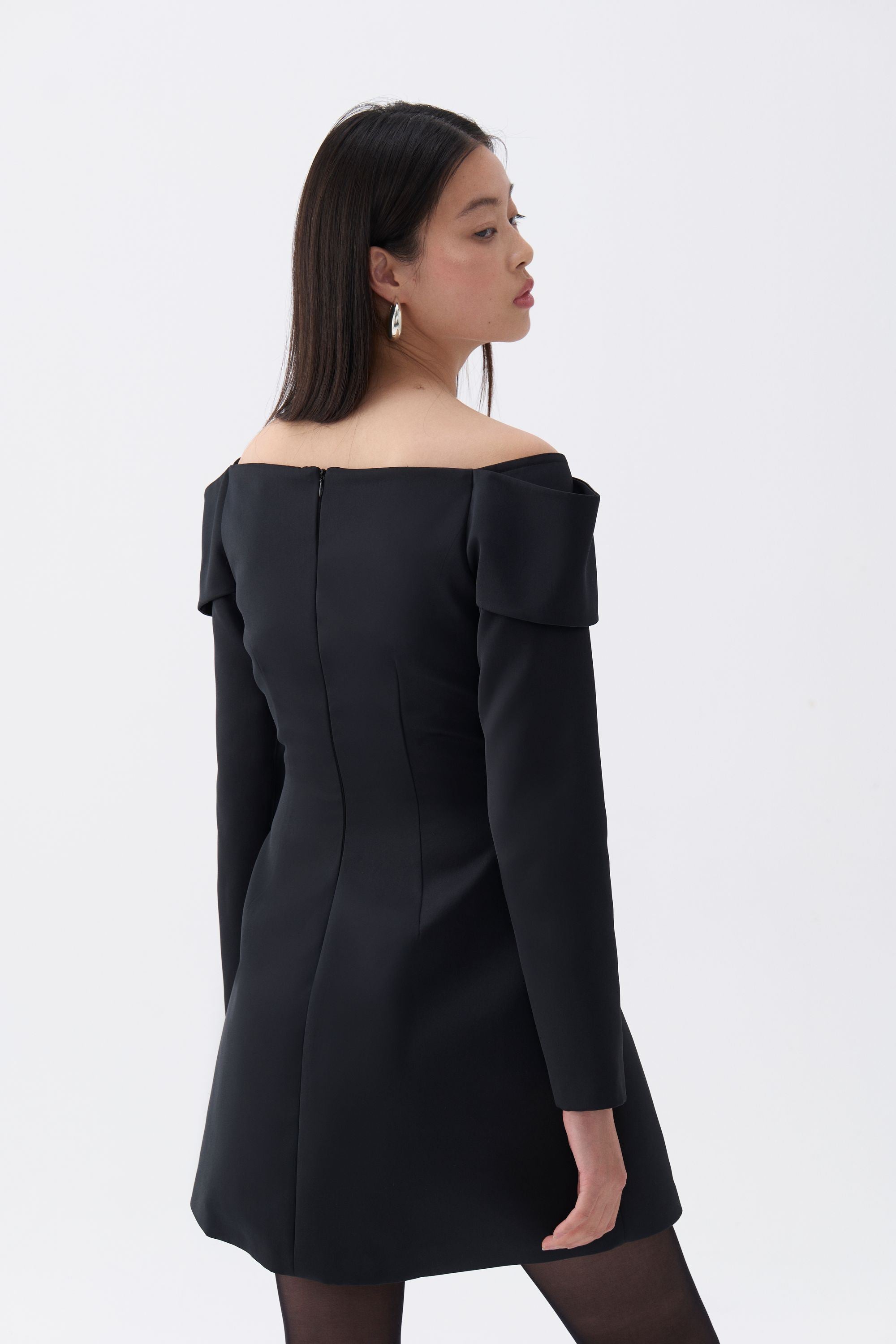 Black Off the Shoulder Mini Dress