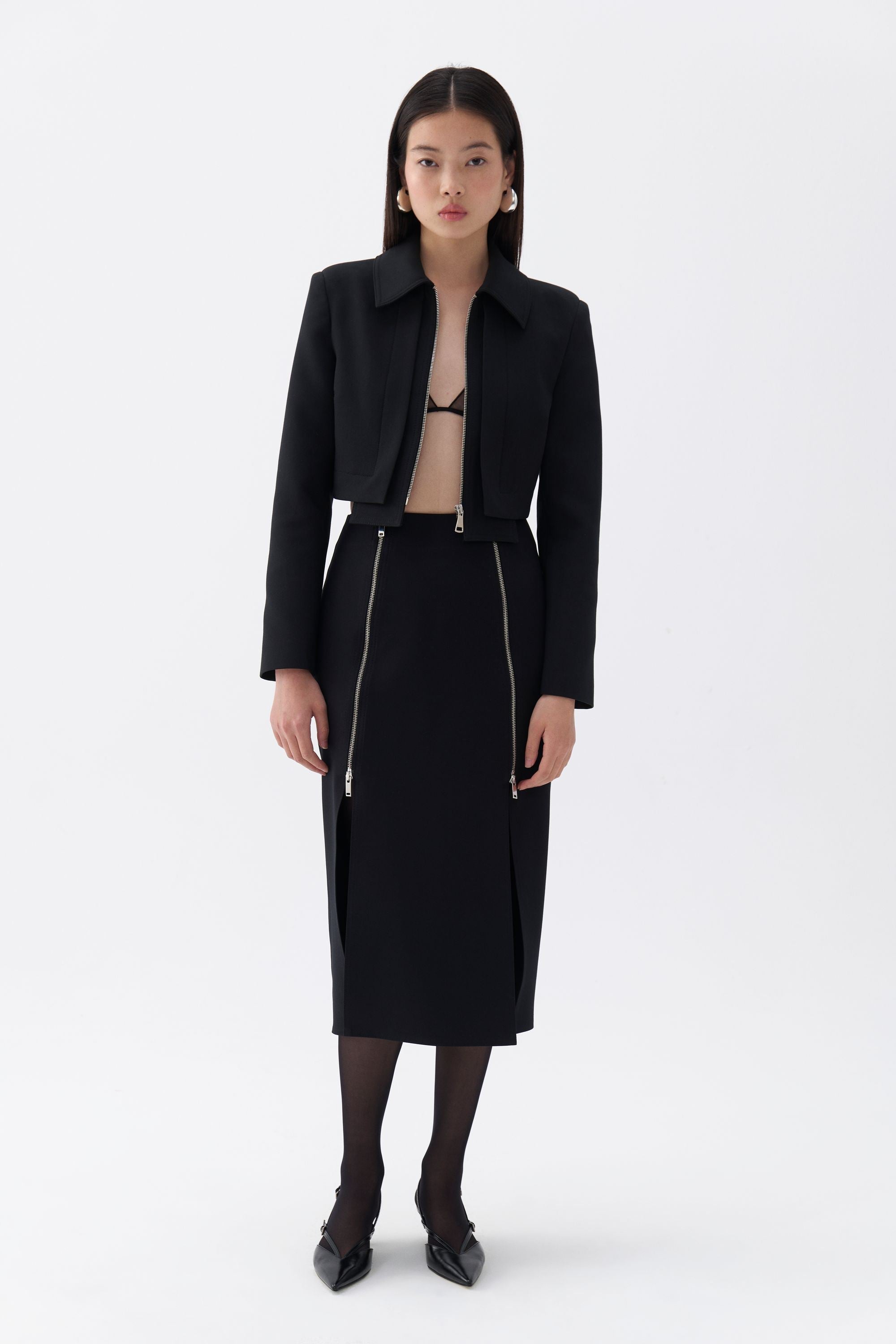 Pencil Skirt with Zipper Design (Final Sale)