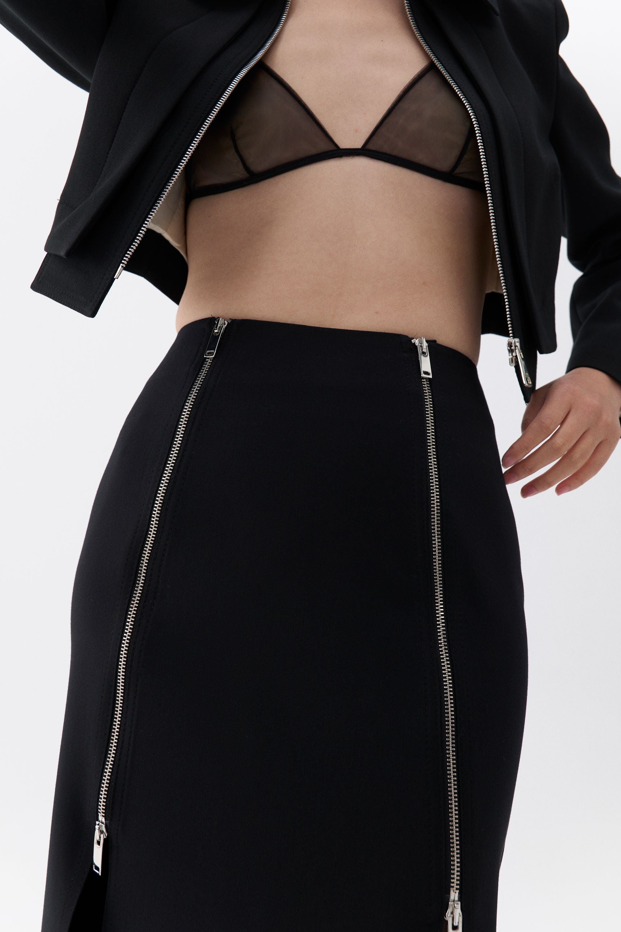 Pencil Skirt with Zipper Design (Final Sale)