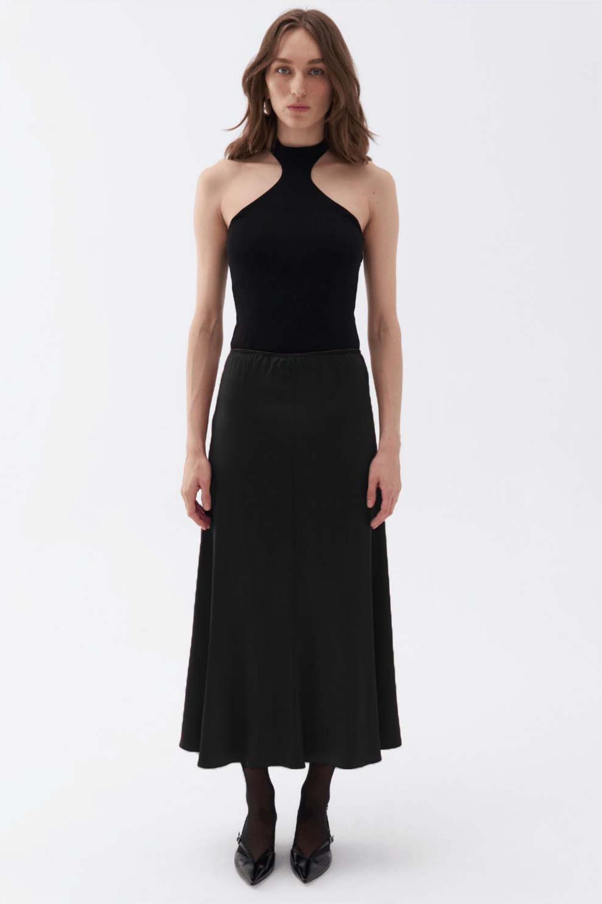 Elastic Waist Midi Skirt (Final Sale)