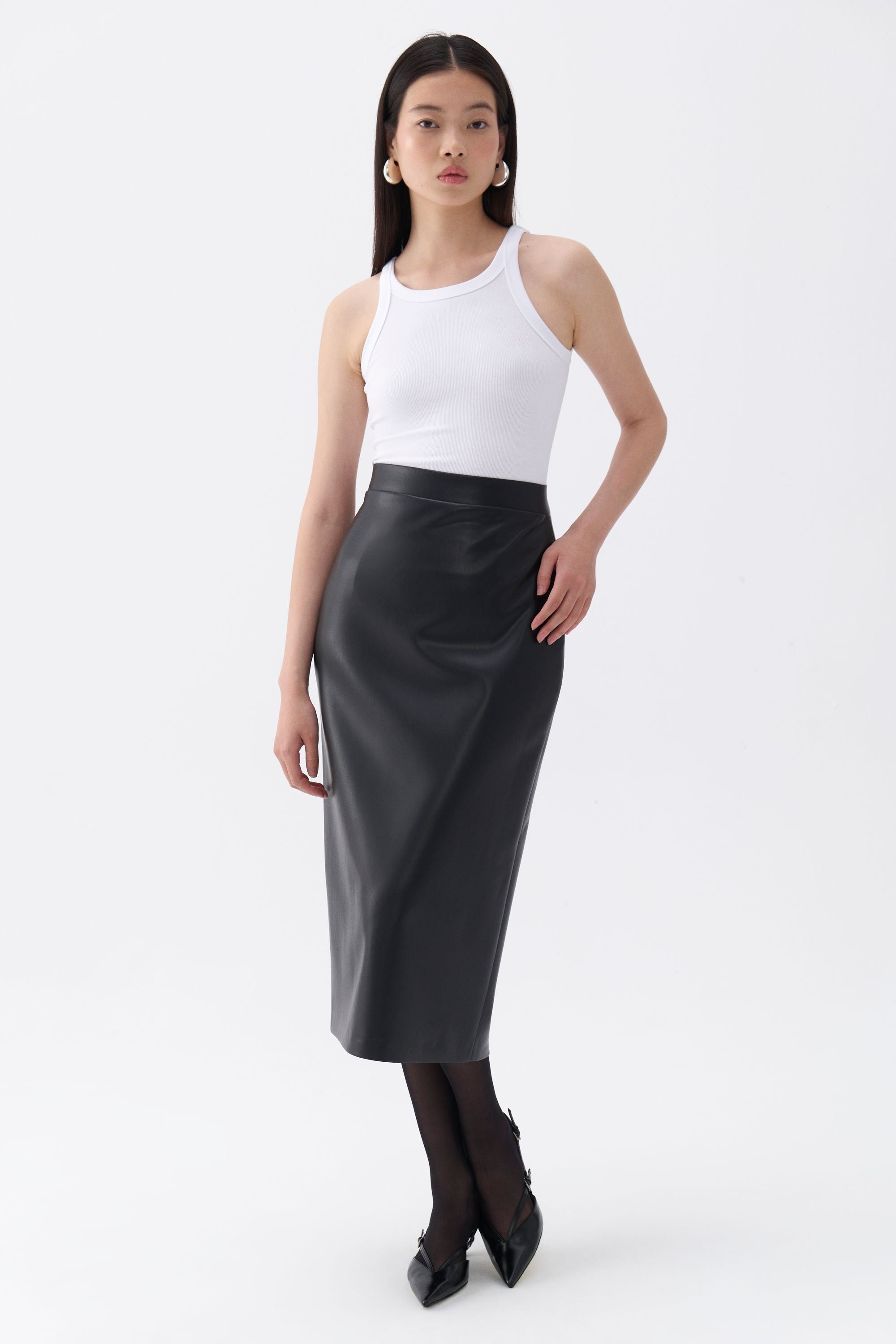 High Waist Faux Leather Skirt (Final Sale)