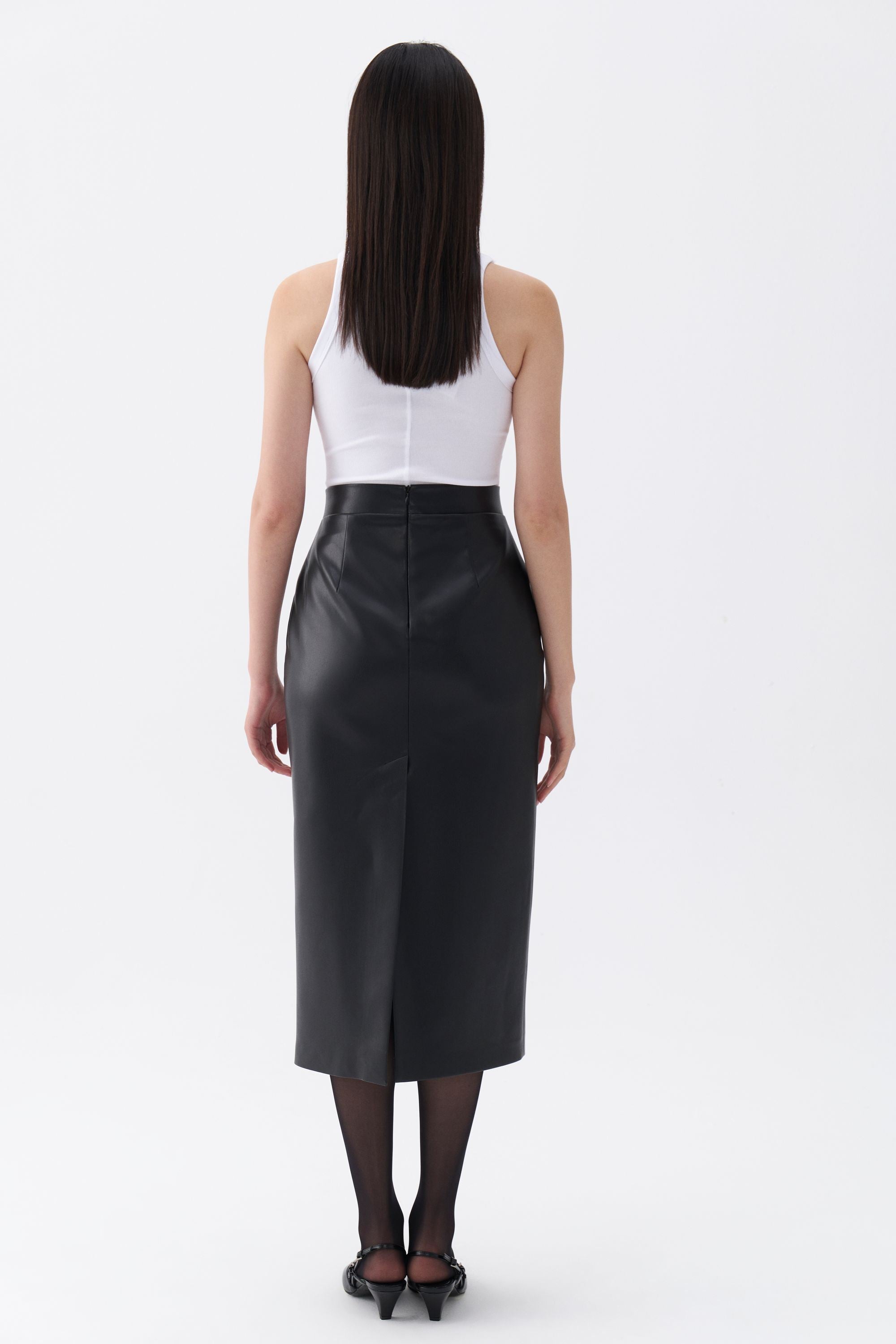 High Waist Faux Leather Skirt (Final Sale)