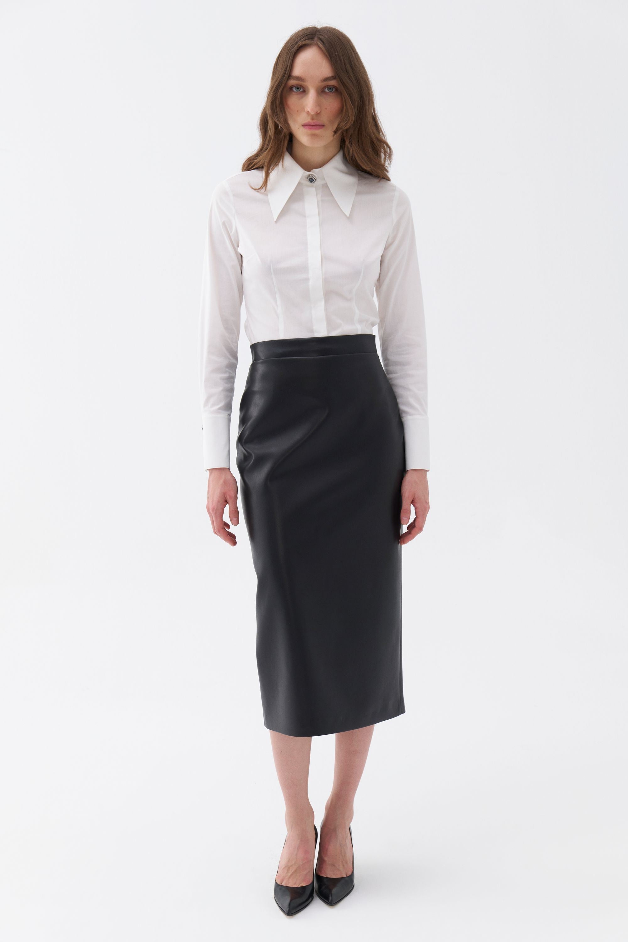 High Waist Faux Leather Skirt (Final Sale)